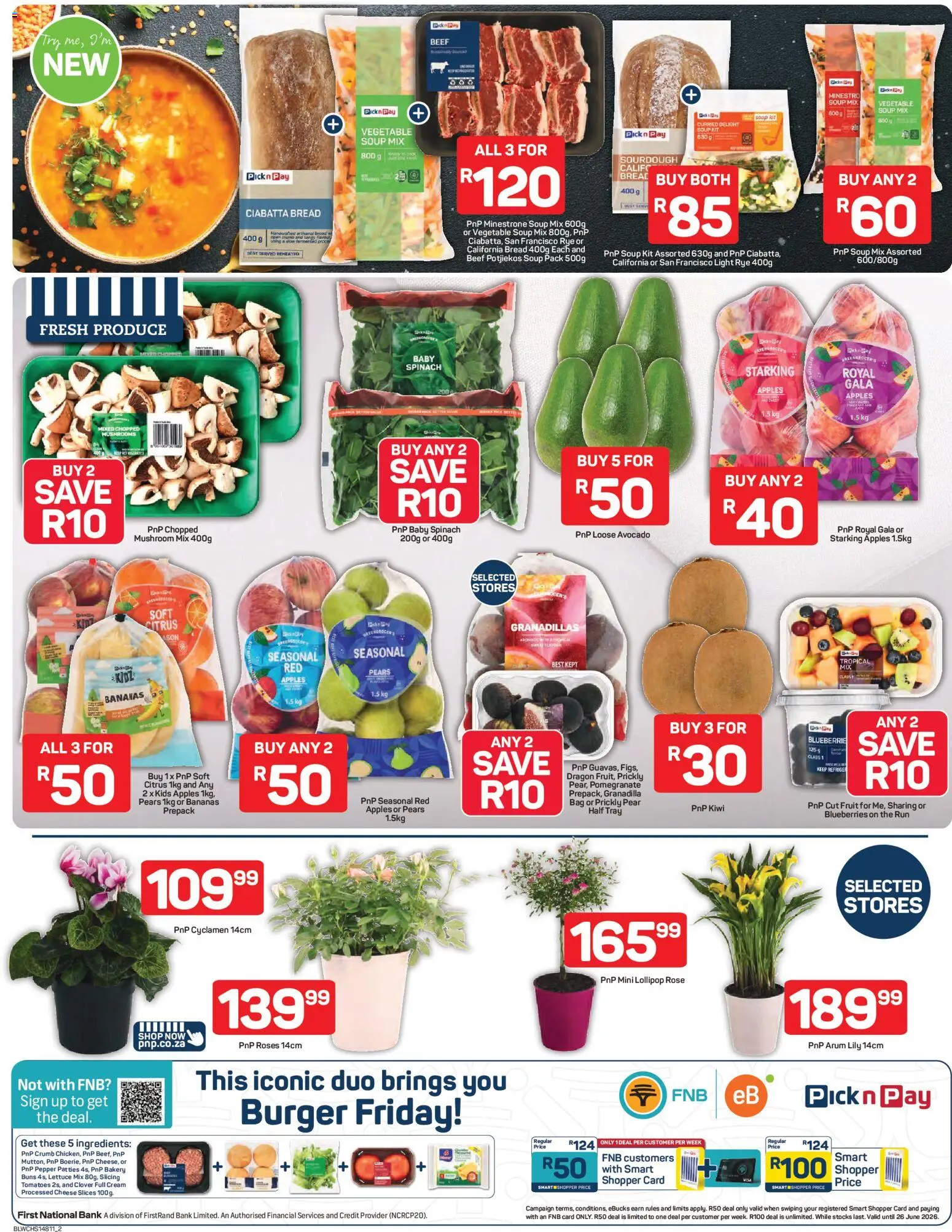 New Pick n Pay catalogue – valid from 20.04.2026 | Page: 2 | Products: Bag, Tomatoes, Beef, Fruit