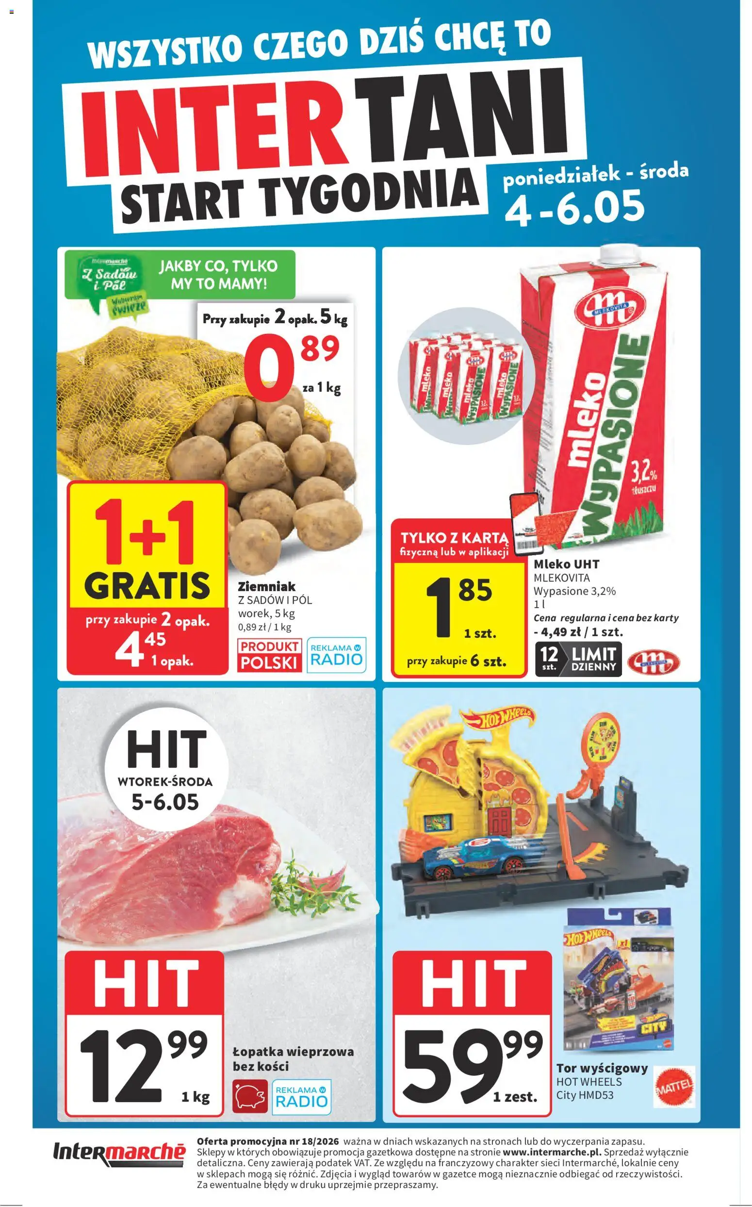 Intermarche gazetka od 29.04.2026 | Strona: 44 | Produkty: Karta, Mleko wypasione, Łopatka wieprzowa, Mleko
