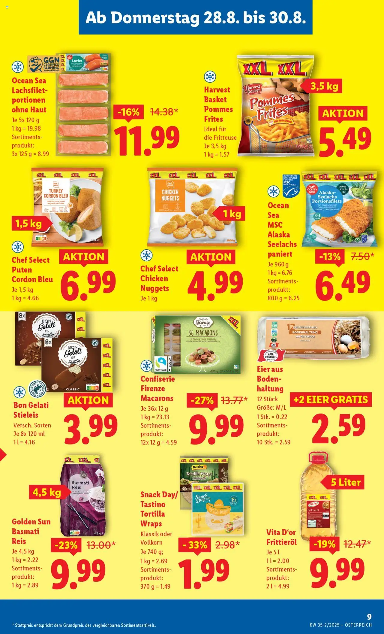 Lidl Flugblatt - Eisenstadt, Ebenfurth, Mattersburg gültig ab 28.08.2025 | Seite: 11 | Produkte: Huile à frire, Eier, Reis, Fisch