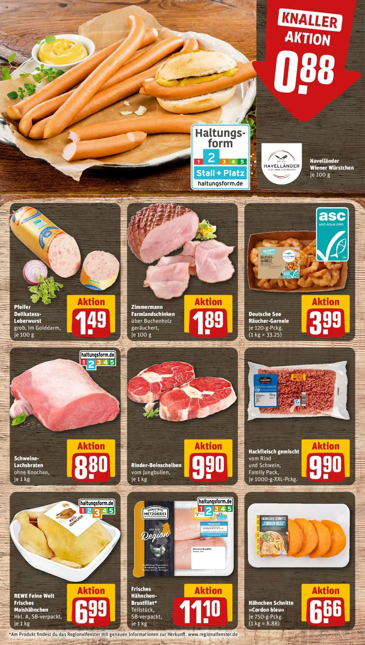 Rewe Prospekt 	 - gültig ab dem 18.08.2025 | Seite: 8 | Produkte: Hahnchen, Wiener wurstchen, Hackfleisch