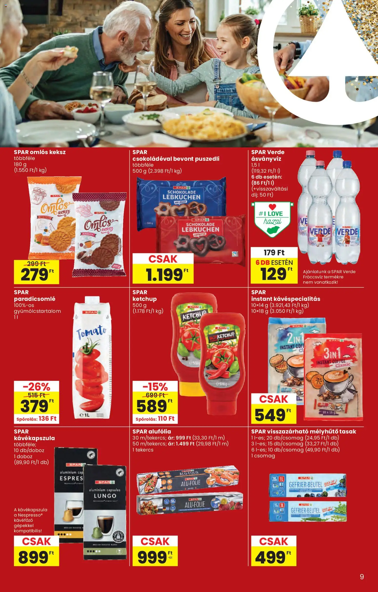 Interspar akciós ujság - amely érvényes a következő dátumtól: 21.01.2026 | Oldal: 9 | Termékek: Kávékapszula, Kávéfőző, Doboz, Keksz