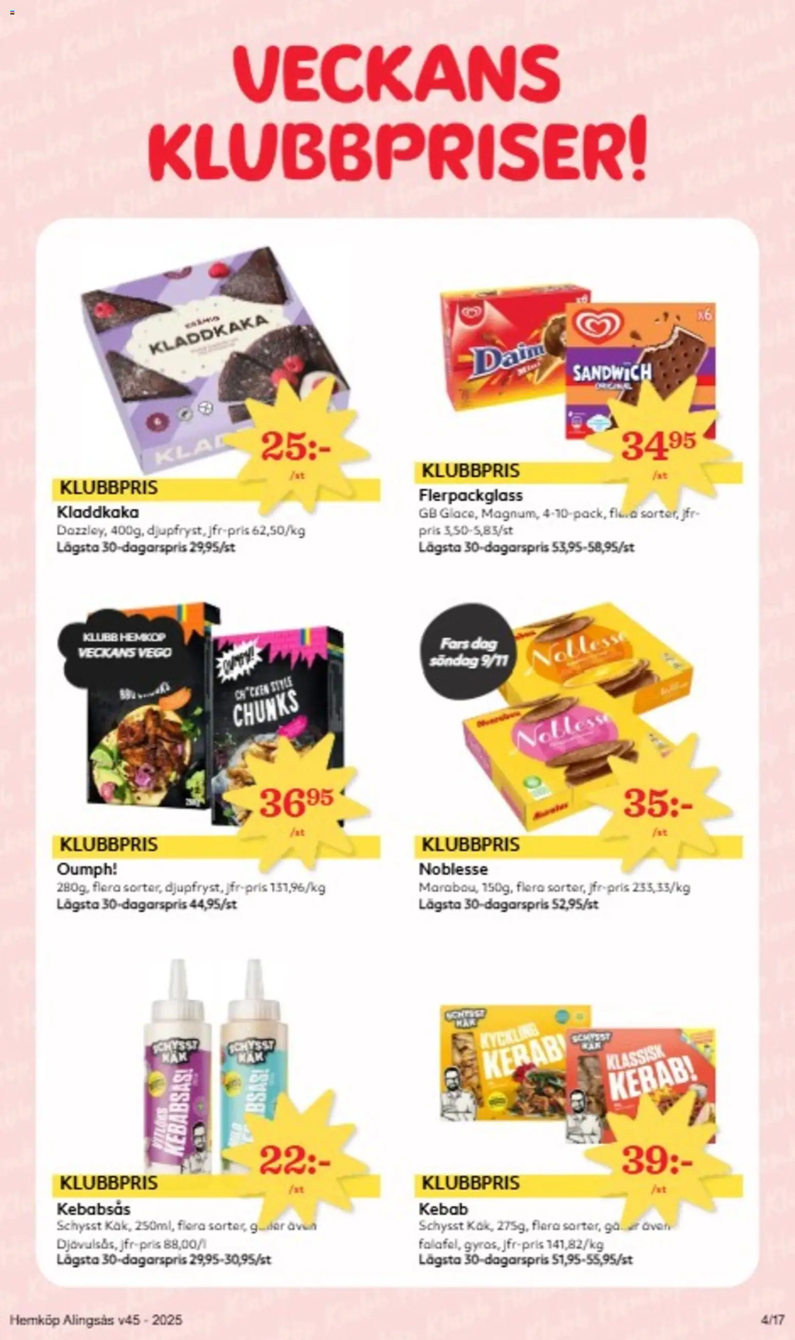 Hemköp reklamblad aktuell från 03.11.2025 | Sida: 4 | Produkter: Sandwich, Kladdkaka, Kebabsås