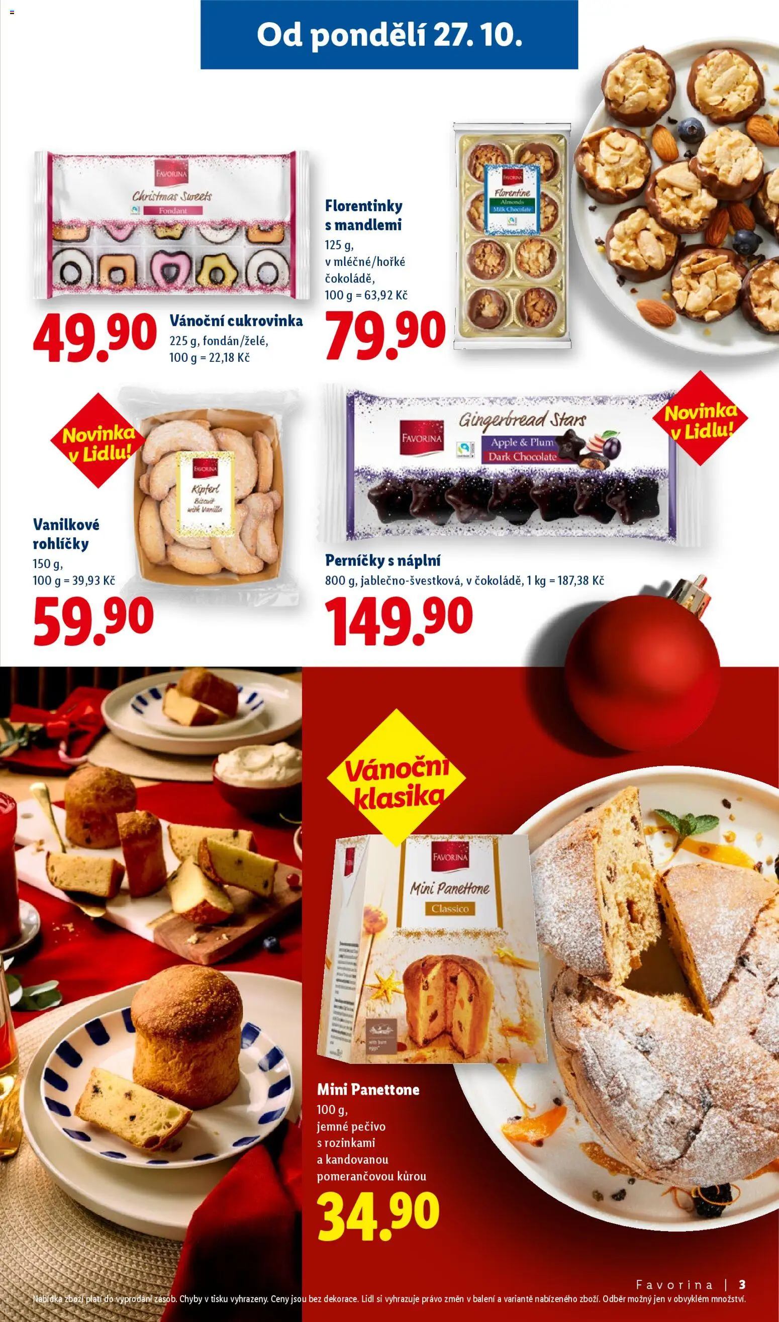 Lidl leták - Favorina od 27.10.2025 | Strana: 3 | Produkty: Panettone, Pečivo, Perníčky, Milk chocolate