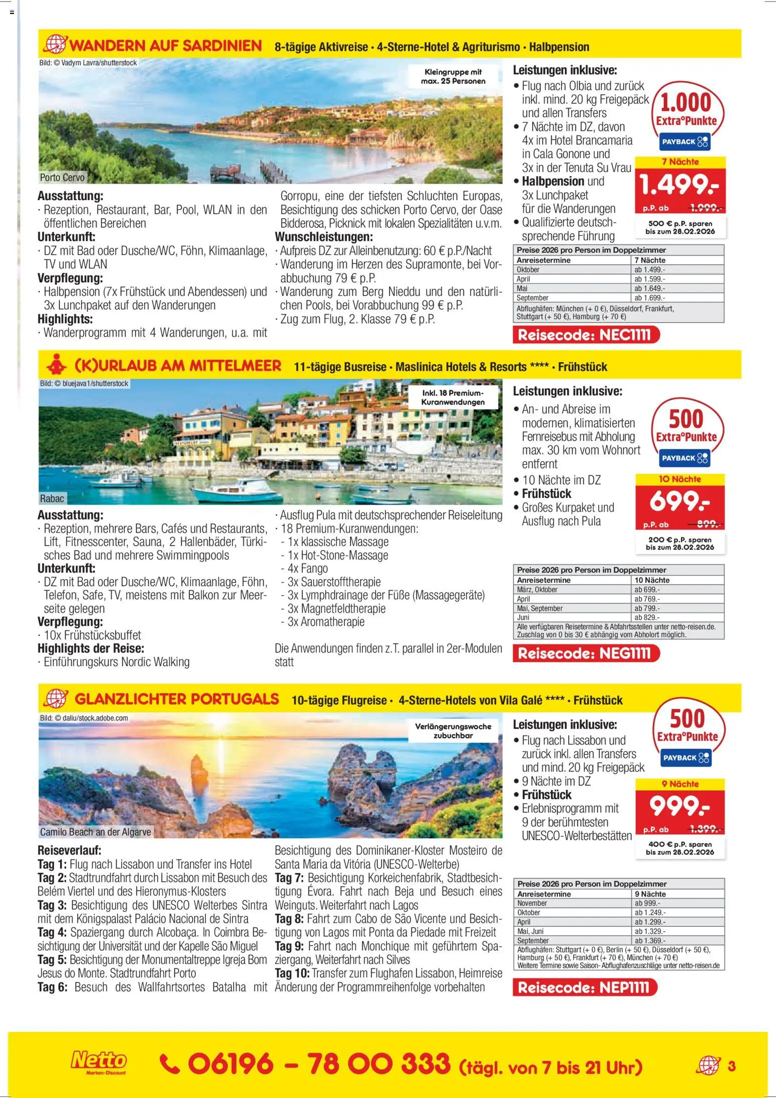 Netto Reisen Reise-Sonderangebote – gültig ab 15.01.2026 | Seite: 3 | Produkte: Bad, Walking, Uhr, TV