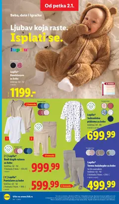 Lupilu® Jednodelna pidžama za bebe, Jednodelna pidžama za bebe, veličine: 50-80 - pregled Lidl kataloga - važi od 02.01.2026 | Strana: 62 | Proizvode: Pantalone, Kombinezon, Pidžama