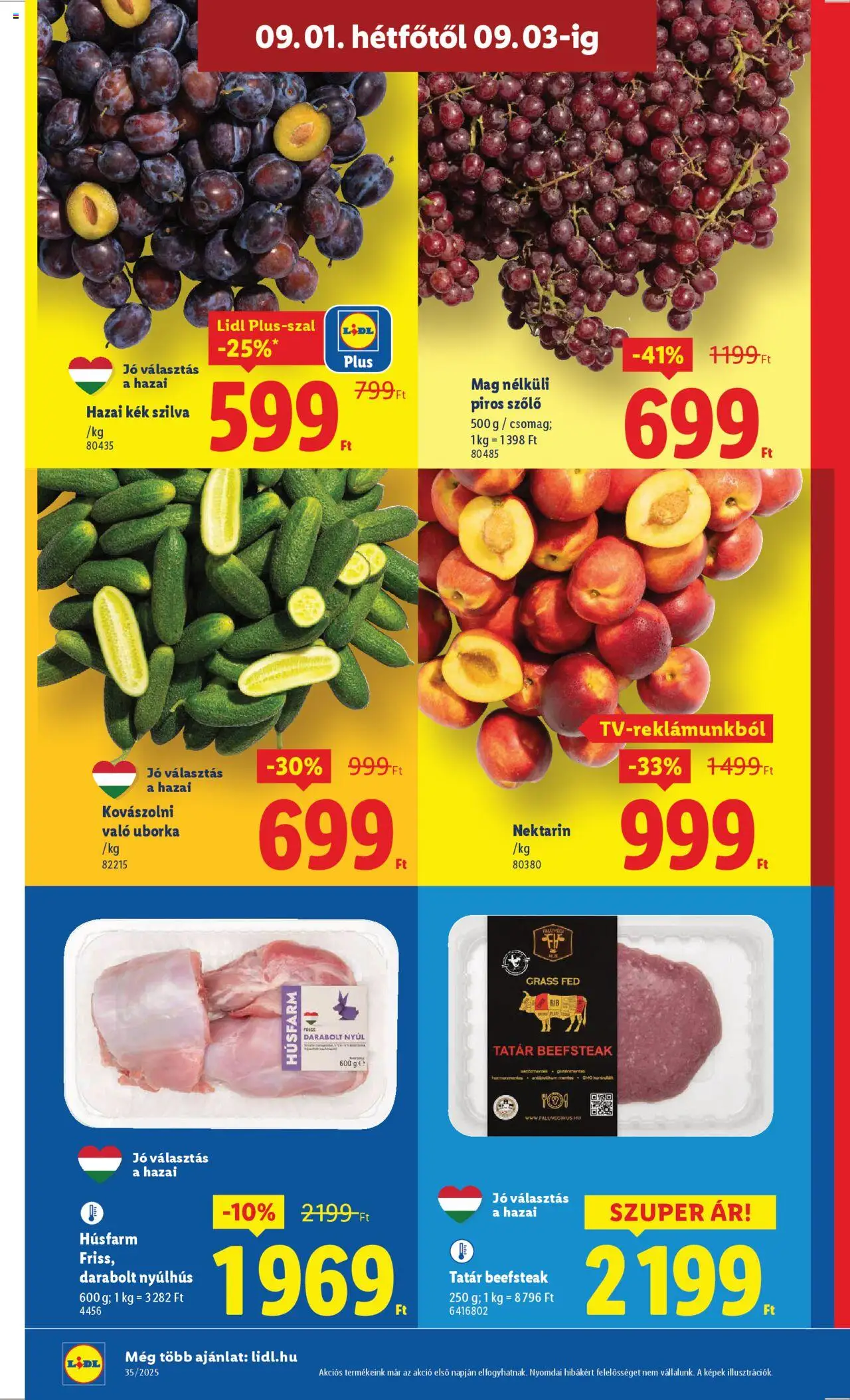 Lidl akciós ujság - amely érvényes a következő dátumtól: 28.08.2025 | Oldal: 60 | Termékek: Nektarin, Szőlő, Nyúlhús, Szilva