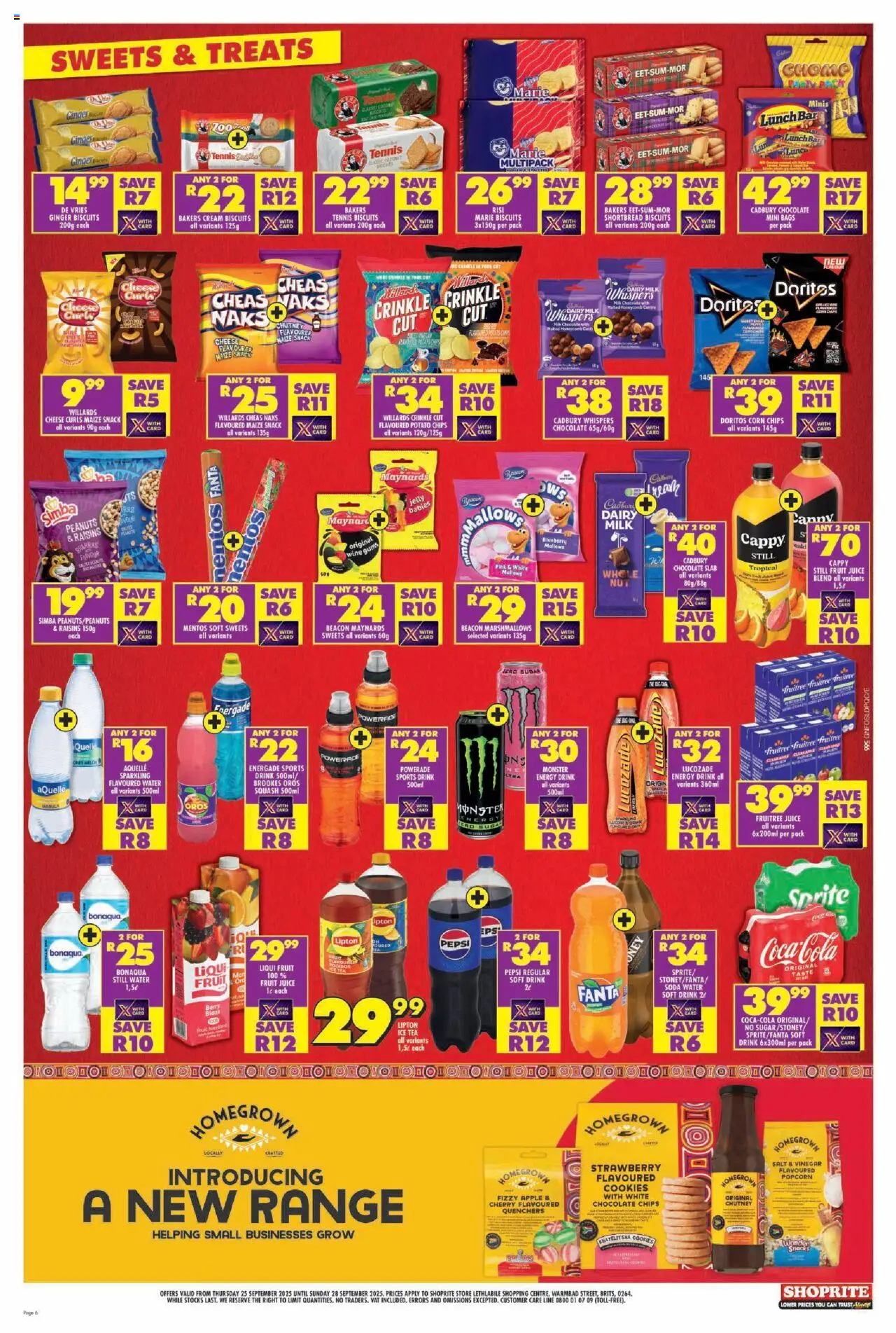 New Shoprite catalogue – valid from 25.09.2025 | Page: 6 | Products: Corn, Biscuits, Chips, Sugar