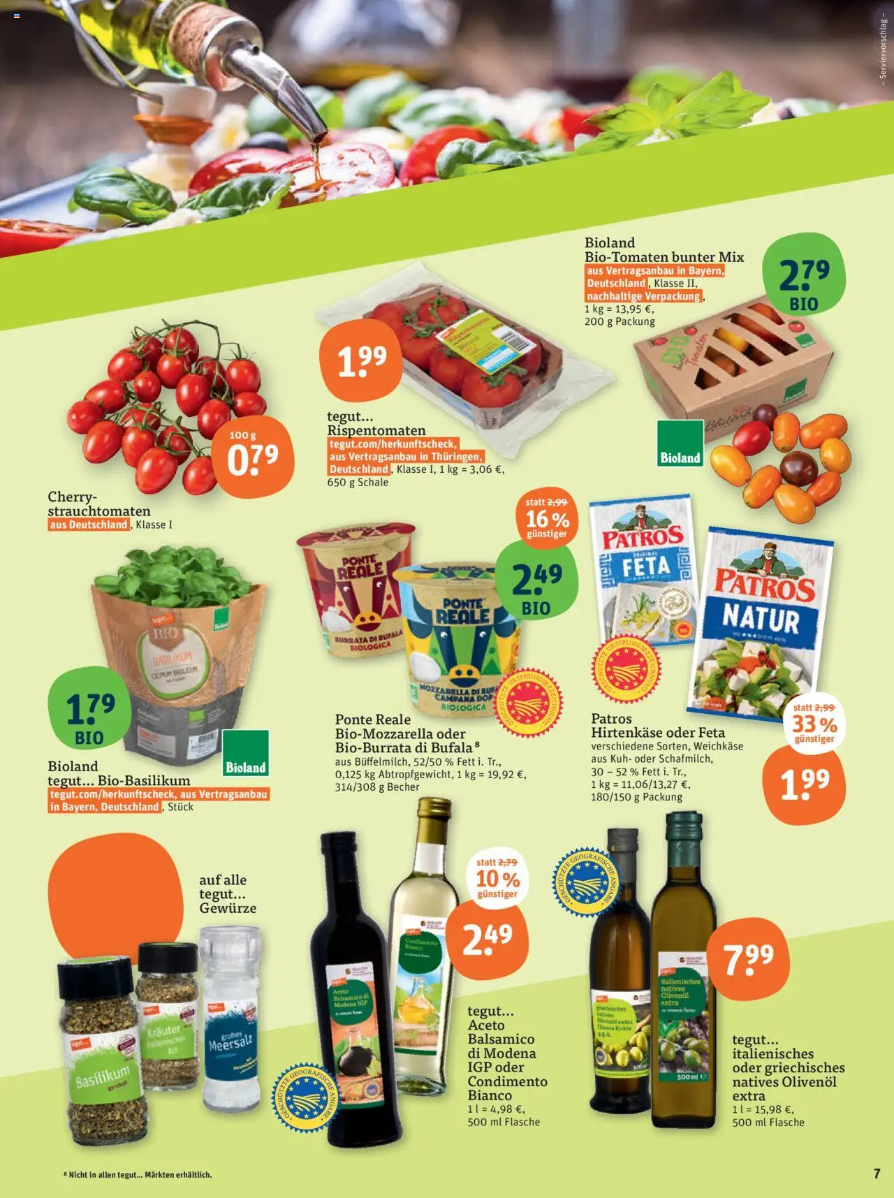 Tegut Prospekt - gültig ab dem 25.08.2025 | Seite: 9 | Produkte: Mozzarella, Olivenol, Patros, Gewürze