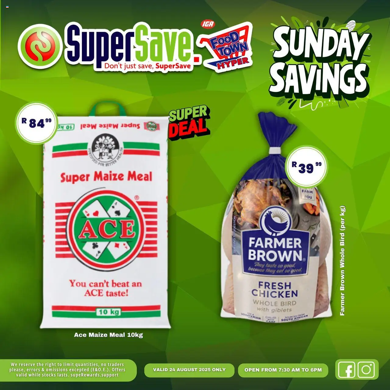 Super Save Sunday Deals │ valid from 24.08.2025 | Page: 22 | Products: Maize meal, Chicken