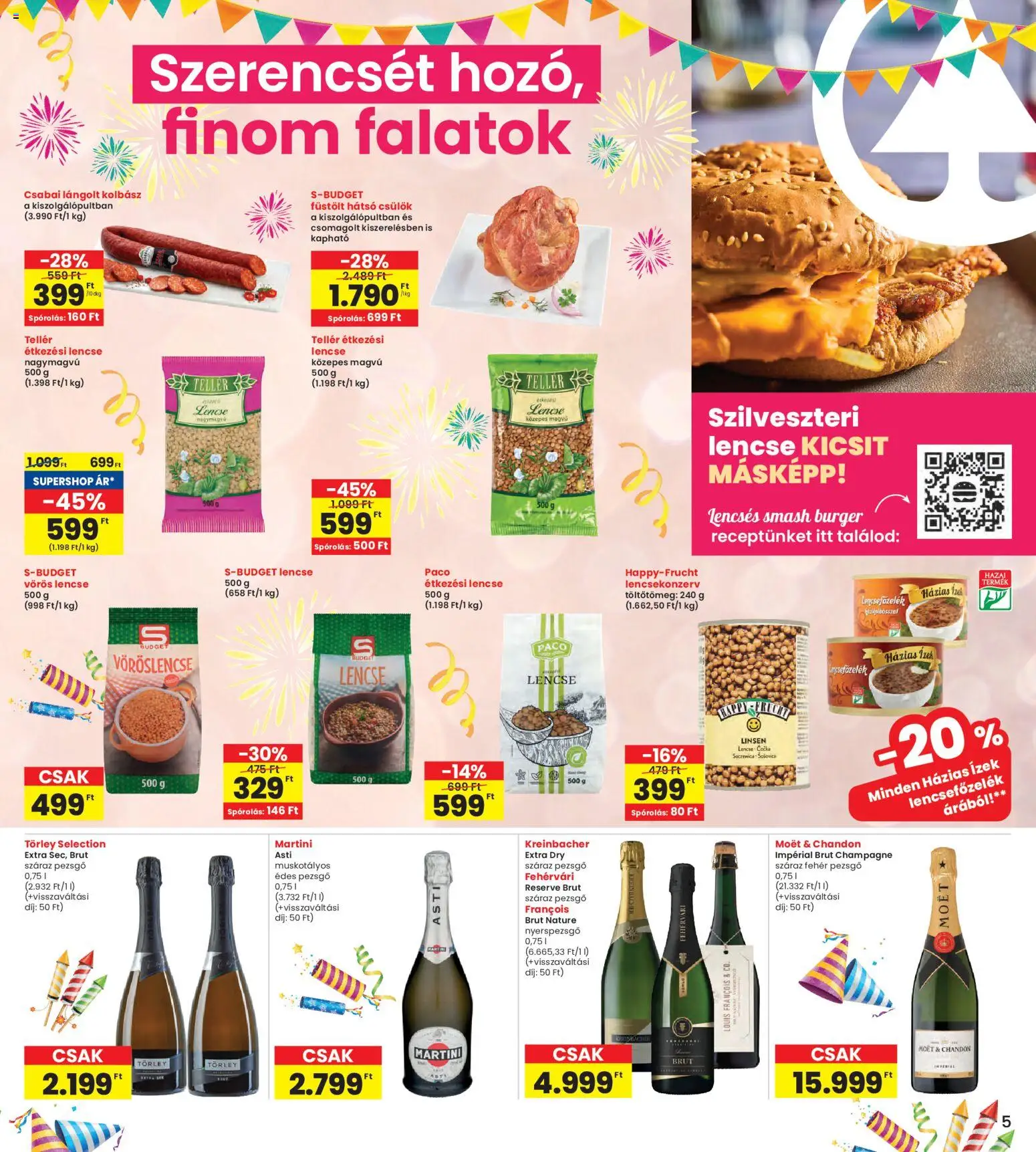 Interspar akciós ujság - amely érvényes a következő dátumtól: 23.12.2025 | Oldal: 5 | Termékek: Pezsgő, Vöröslencse, Lencse
