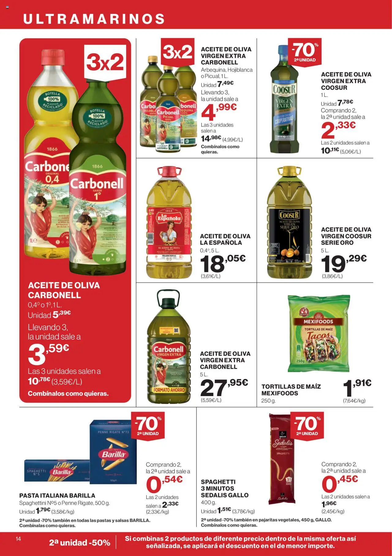 Supercor folleto │ válido desde el 31.07.2025 | Página: 14 | Productos: Aceite, Pasta, Aceite de oliva, Aceite de oliva virgen extra
