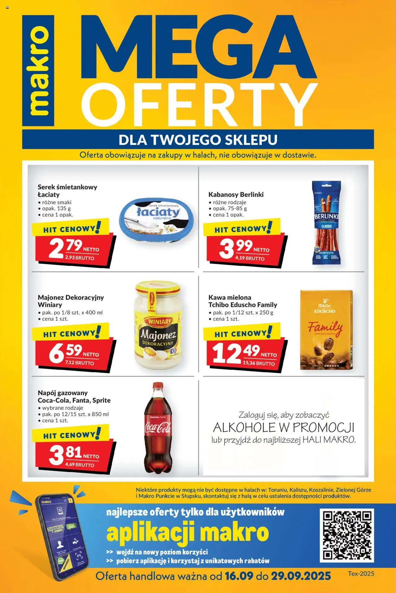 Makro Gazetka - Mega oferty dla Twojego Sklepu od 16.09.2025 | Strona: 1 | Produkty: Serek, Tchibo, Kabanosy, Kawa