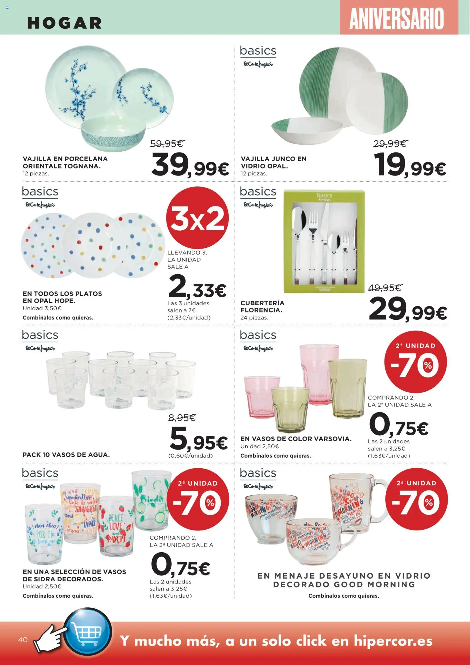 Hipercor catálogo │ válido desde el 23.10.2025 | Página: 53 | Productos: Vasos, Βρεφικό κρεβάτι, Cubertería