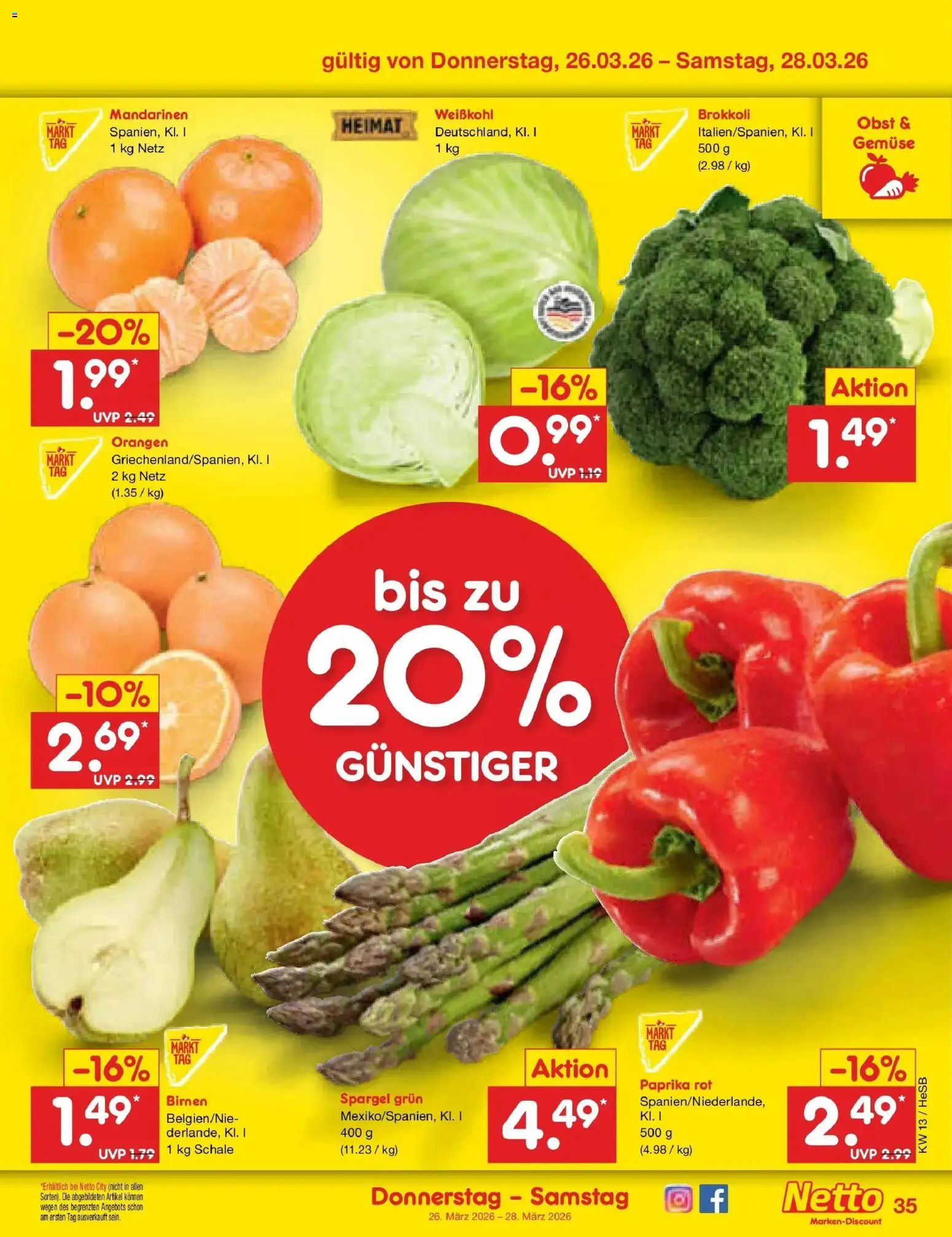 Netto Marken-Discount Prospekt Kröpelin	 – gültig ab 23.03.2026 | Seite: 41 | Produkte: Mandarinen, Paprika, Obst, Brokkoli