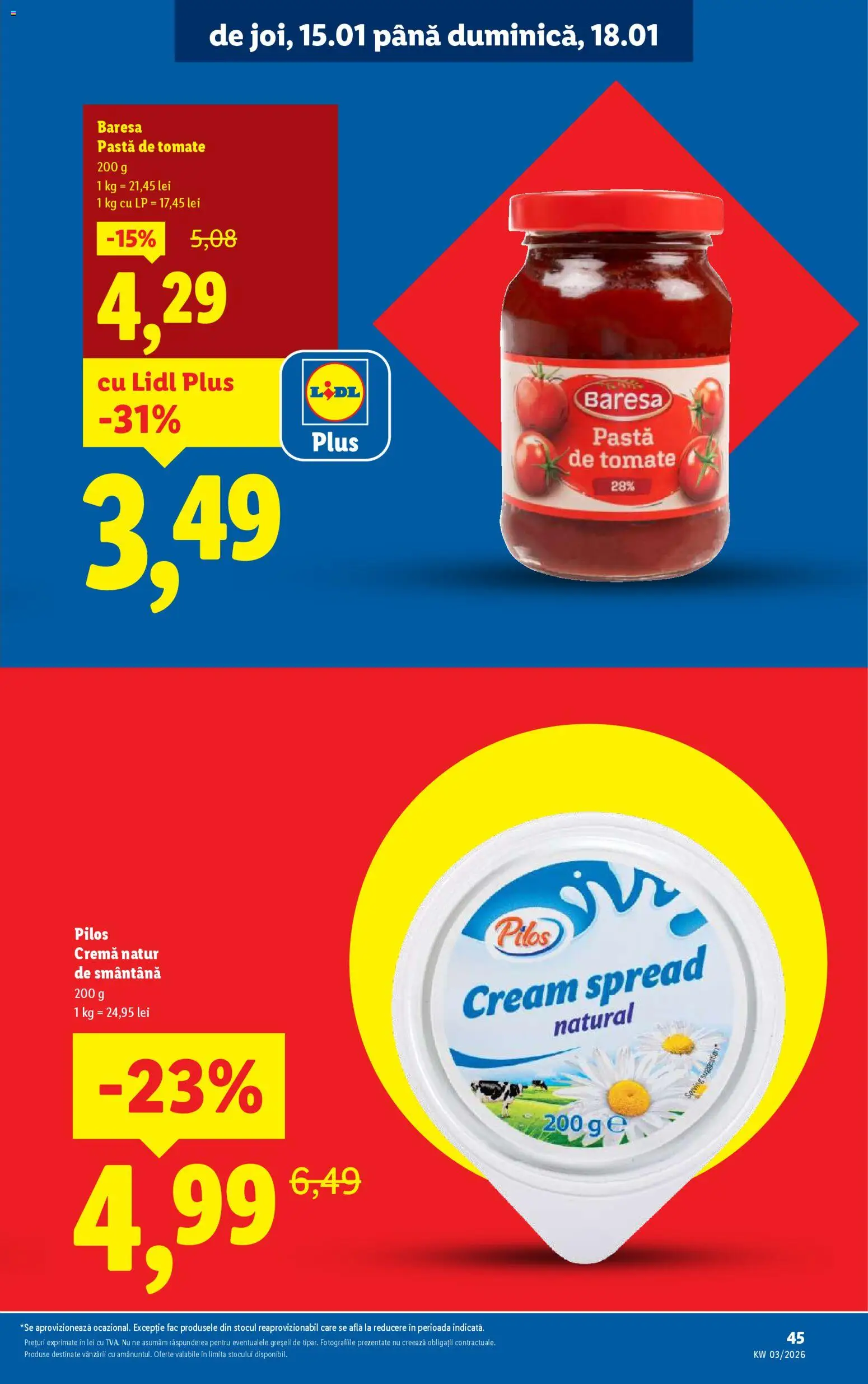 Noul catalog Lidl – valabil de la 12.01.2026 | Pagină: 45 | Produse: Toplar, Cremă, Paste, Smântână