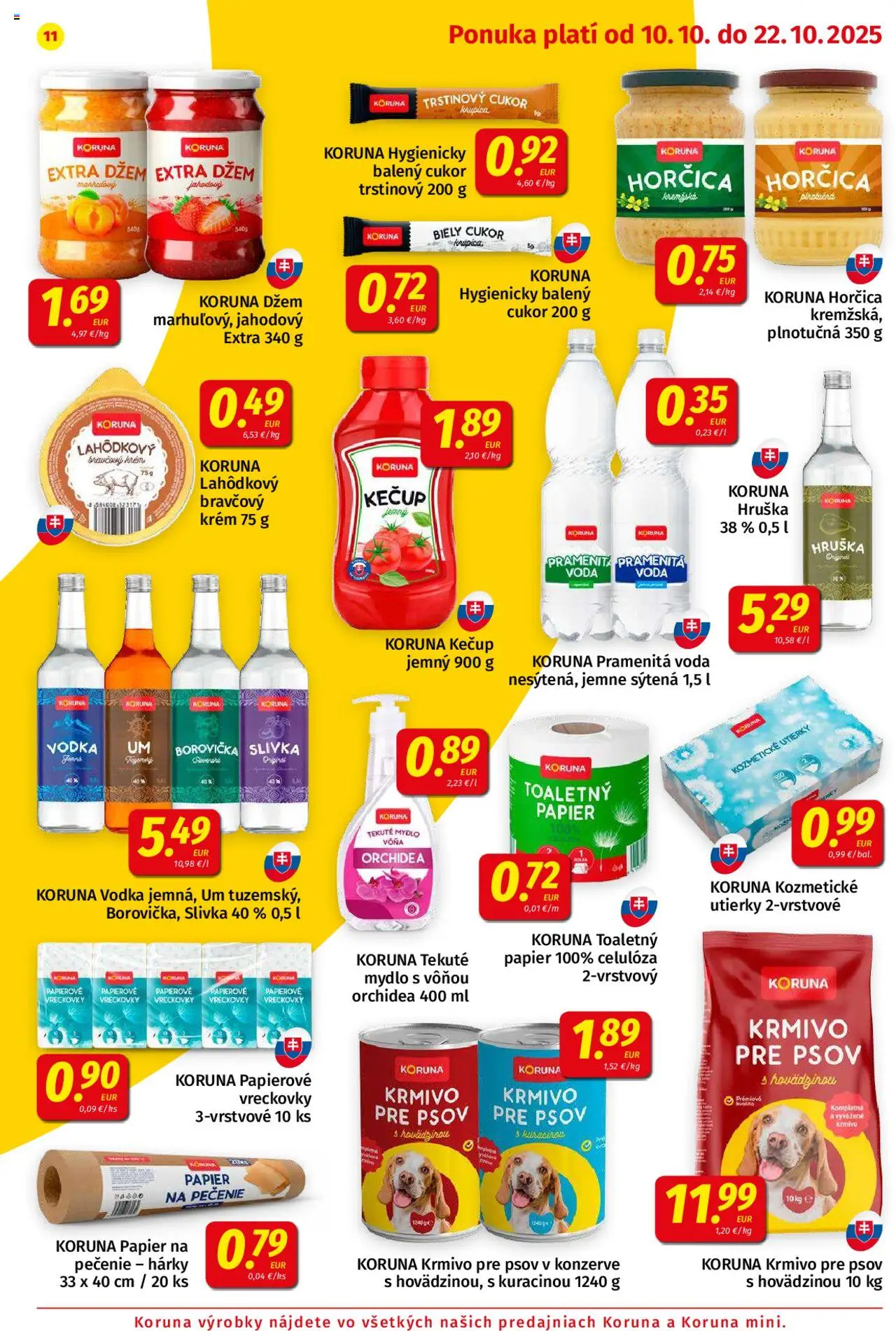 Nové Koruna akcie – leták je platný od 10.10.2025 | Strana: 11 | Produkty: Borovička, Krém, Voda, Orchidea