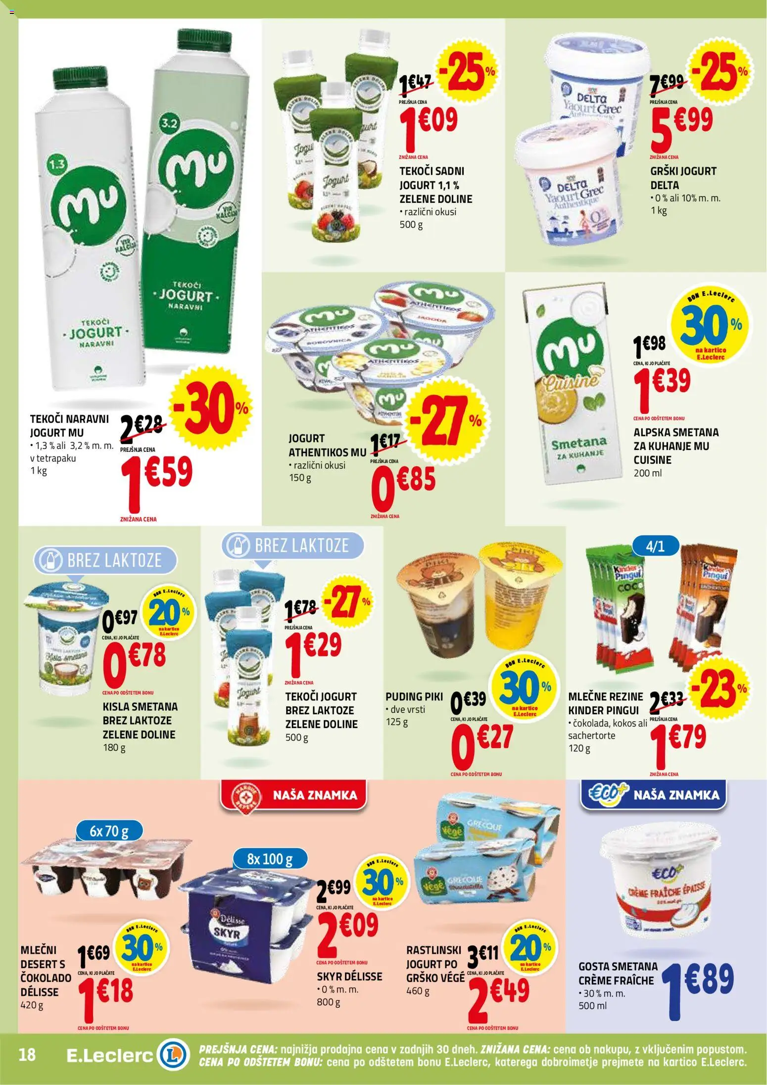 Novi E.leclerc katalog ponudbe – veljaven od 07.01.2026 | Stran: 18 | Izdelki: Grški jogurt, Puding, Jogurt, Kisla smetana