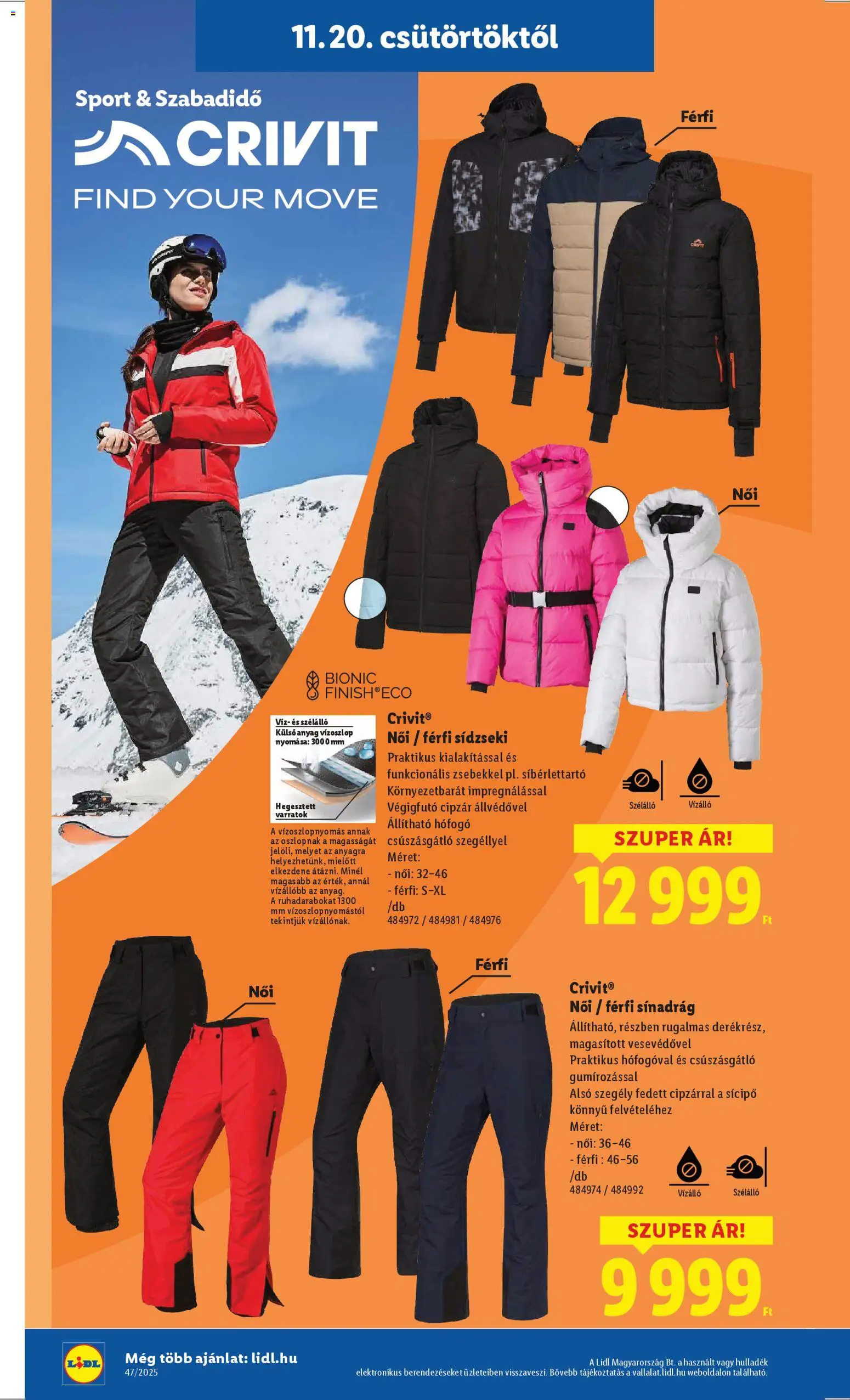 Lidl akciós ujság - amely érvényes a következő dátumtól: 20.11.2025 | Oldal: 32 | Termékek: Sínadrág
