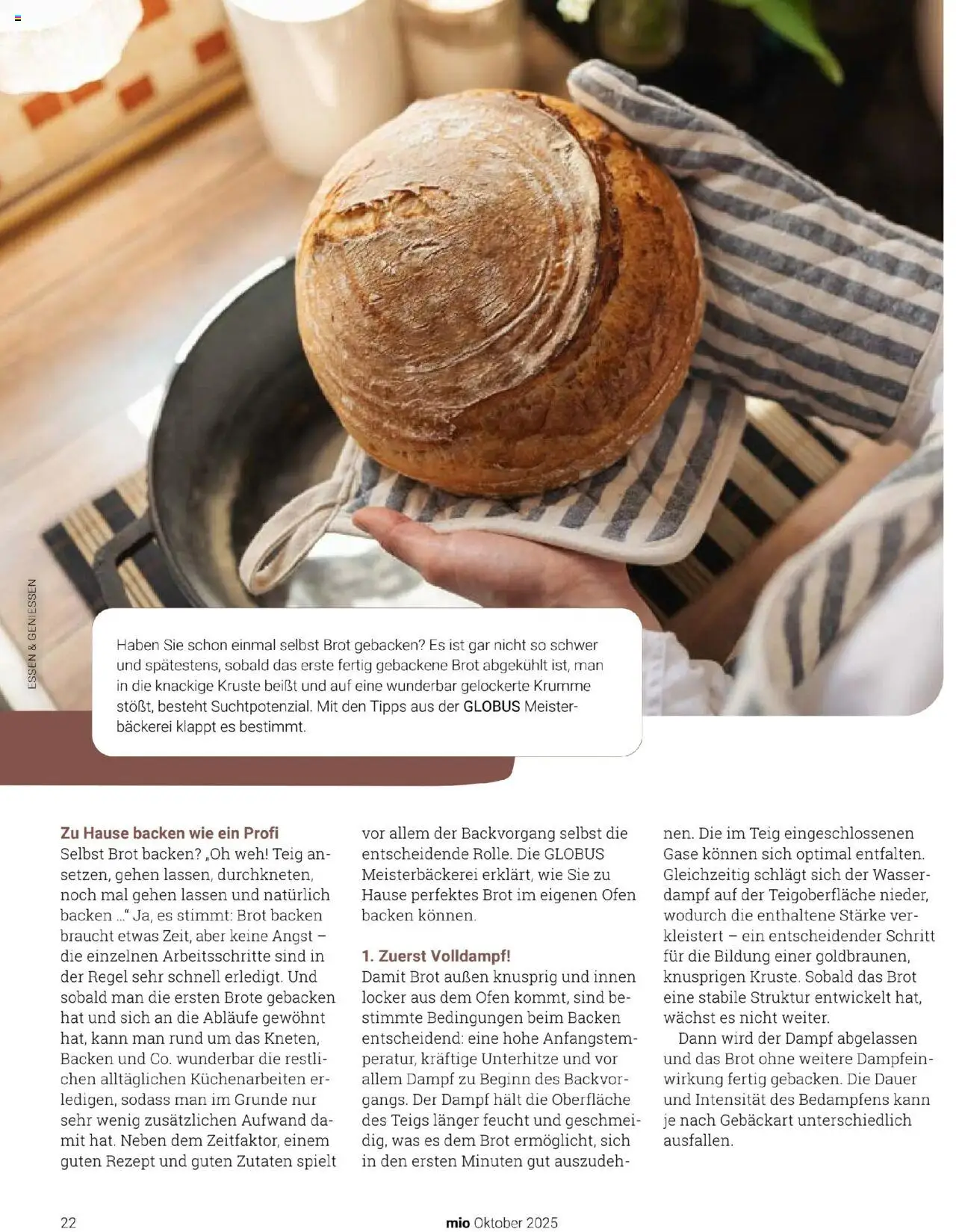 Globus Mio Magazin – gültig ab 01.10.2025 | Seite: 22 | Produkte: Ofen, Bäckerei, Wasser, Brot