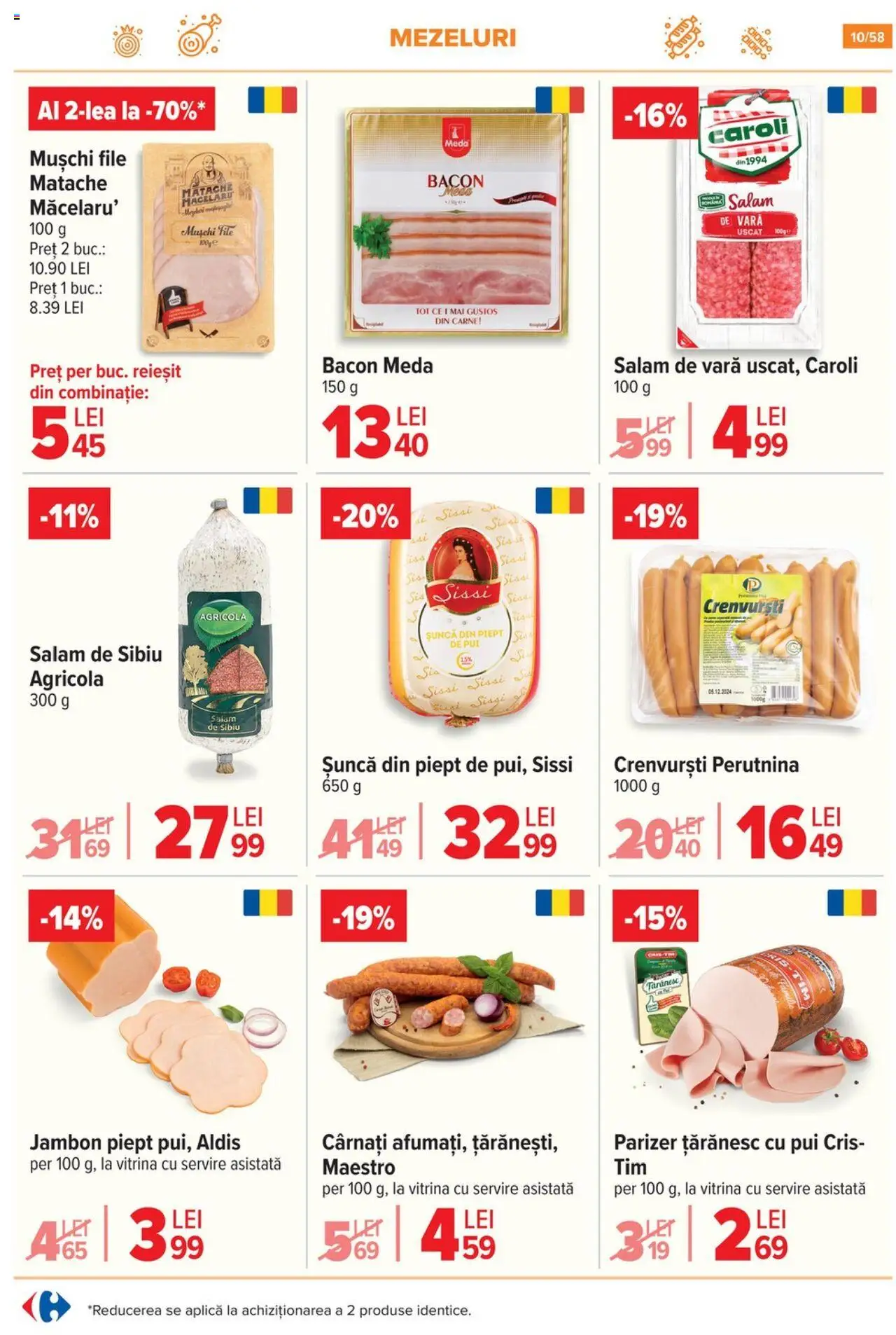 Catalog Carrefour – valabil de la 06.08.2025 | Pagină: 11 | Produse: Crenvurști, Șuncă, Parizer, Cârnați