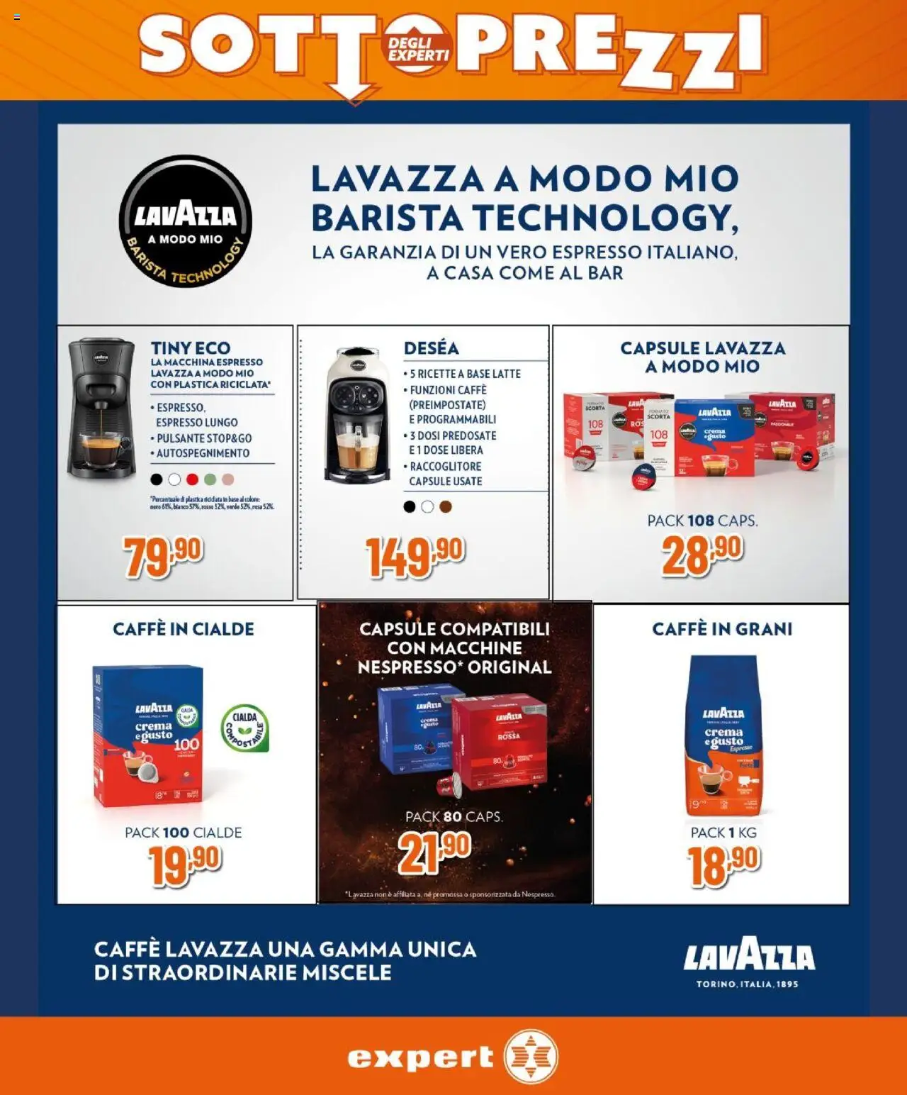 Volantino Expert del 02.10.2025 | Pagina: 19 | Prodotti: Latte, Caffè in grani, Lavazza, Caffè in cialde
