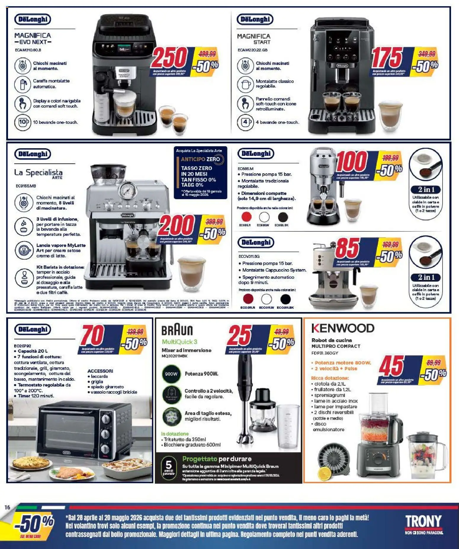 Volantino Trony del 28.04.2026 | Pagina: 16 | Prodotti: Caraffa, Tritatutto, Griglia, Spremiagrumi
