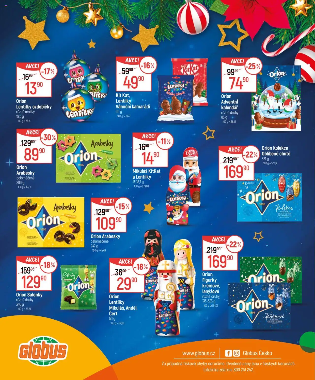 Globus leták - Mikuláš od 15.10.2025 | Strana: 8 | Produkty: Globus, Kalendář, Lentilky Orion, Lentilky