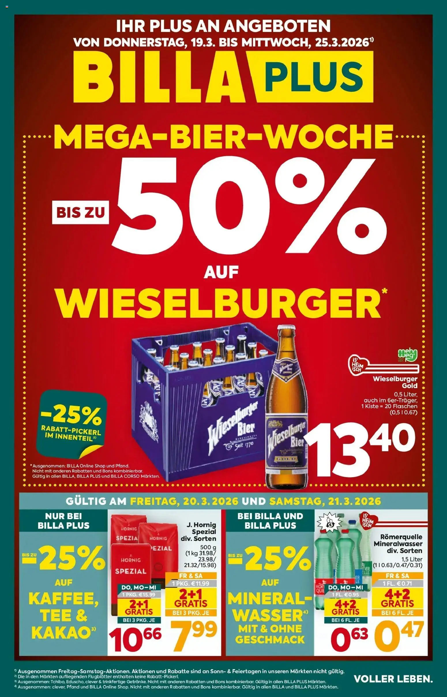 Billa Plus Flugblatt - Niederösterreich gültig ab 19.03.2026 | Seite: 1 | Produkte: Bier, Tee