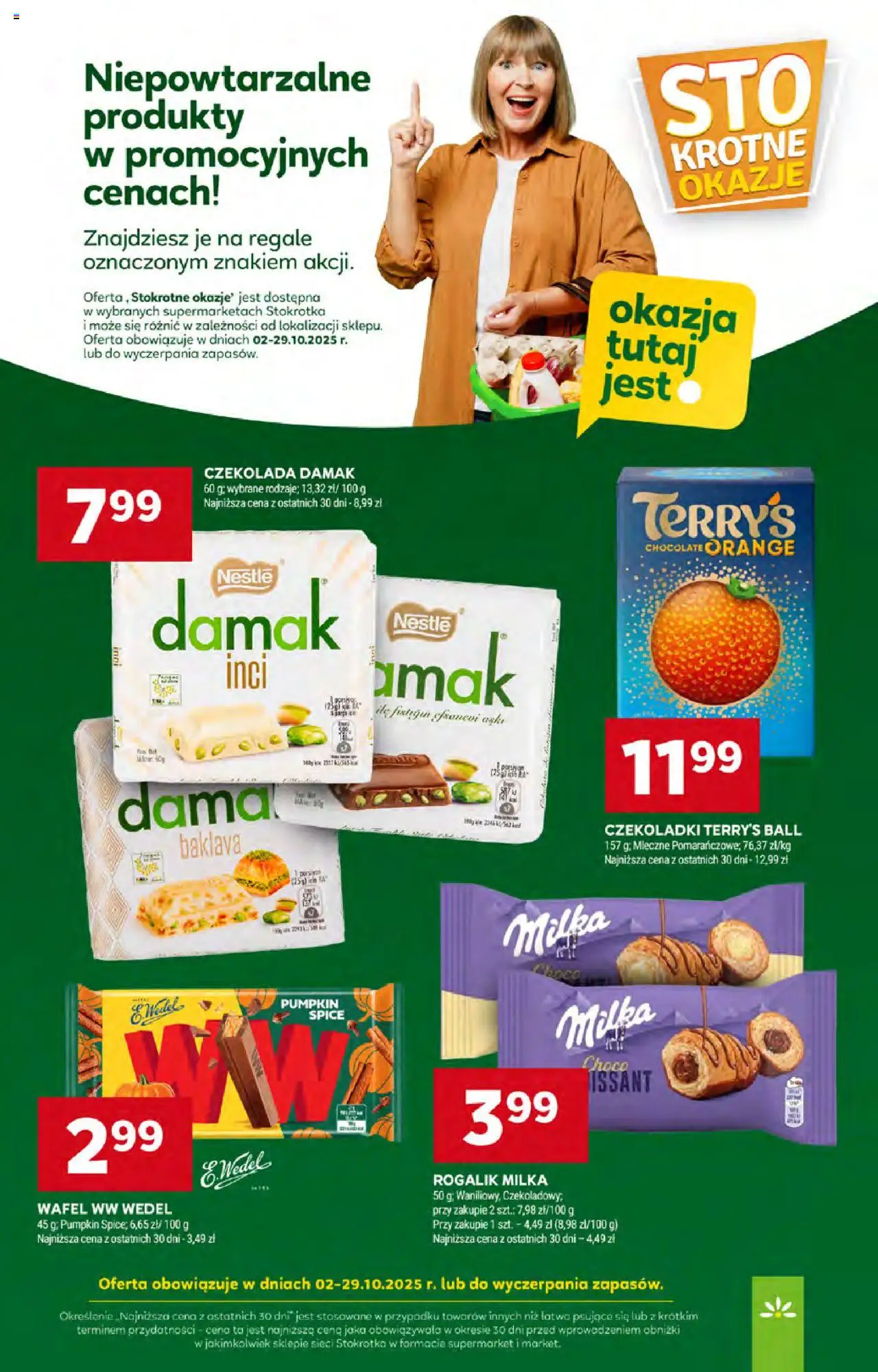 Stokrotka Gazetka od 09.10.2025 | Strona: 42 | Produkty: Czekoladki, Stokrotka, Milka, Czekolada