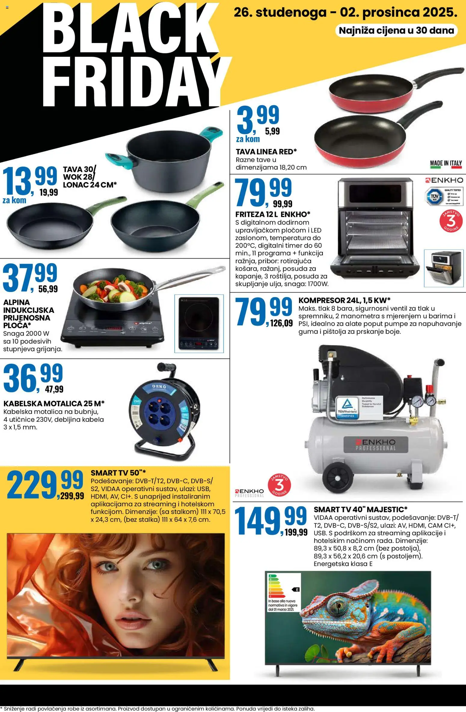 Eurospin katalog | vrijedi od 26.11.2025 | Stranica: 13 | Proizvodi: Friteza, Kompresor, Ventil, Tava