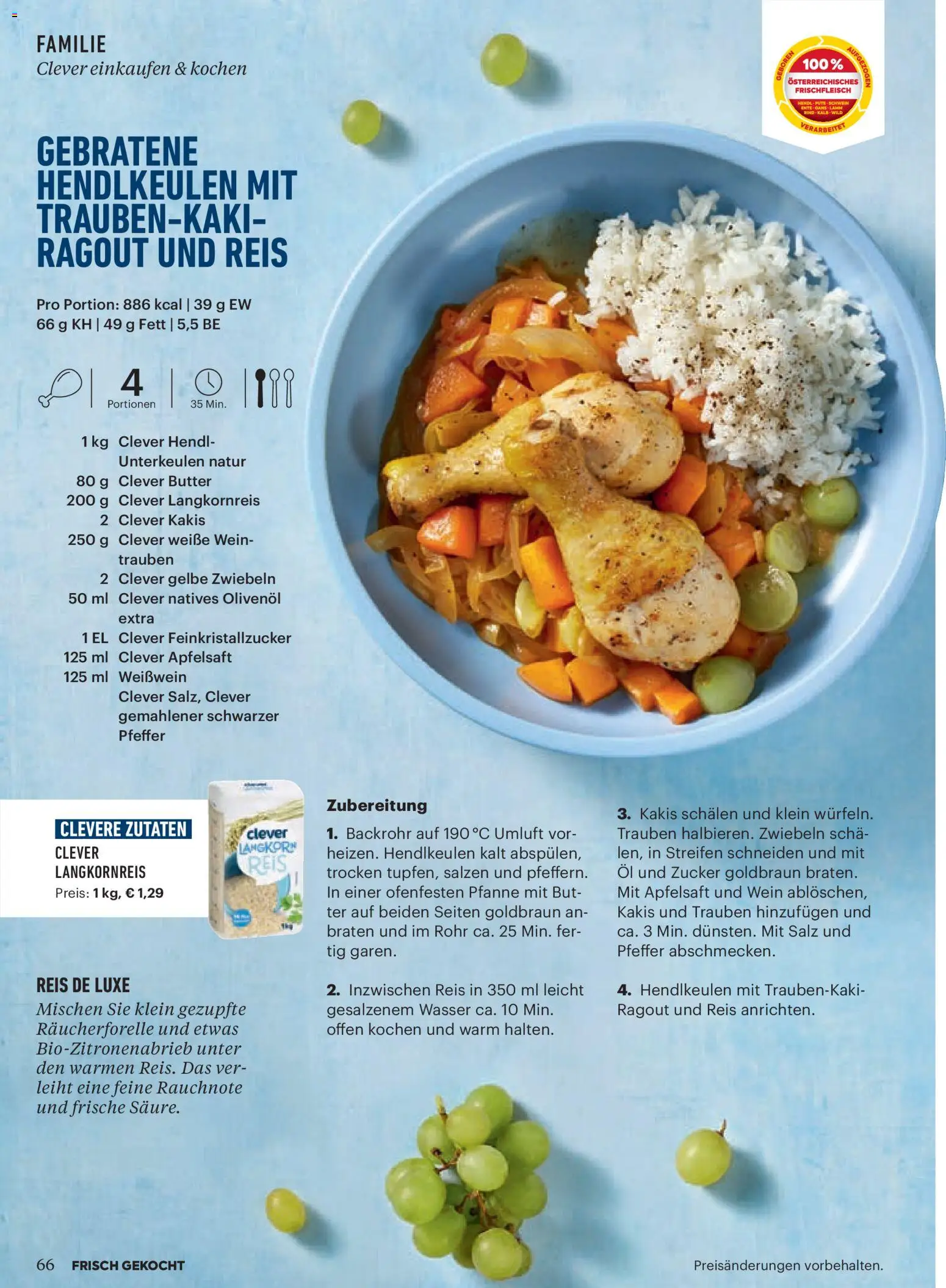 Billa  Frisch Gekocht gültig ab 01.12.2025 | Seite: 66 | Produkte: Häränliha, Planche de surf, Butter, Reis