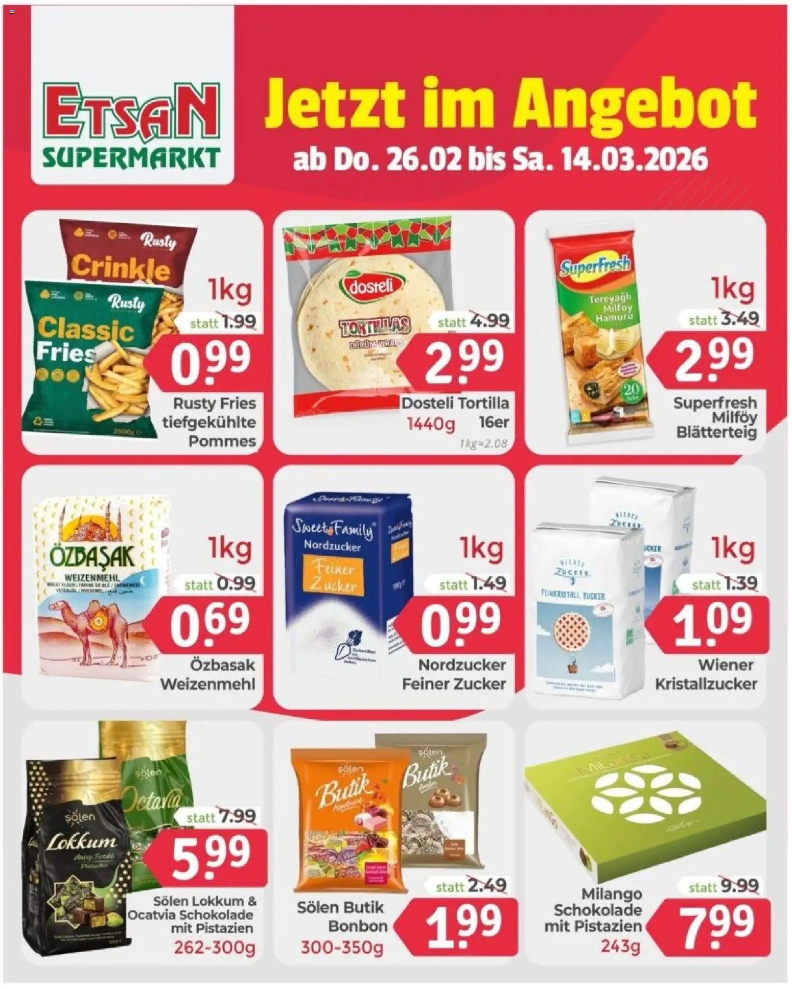 ETSAN Sucuk in Aktion gültig ab 12.03.2026 | Seite: 3 | Produkte: Zucker, Schokolade