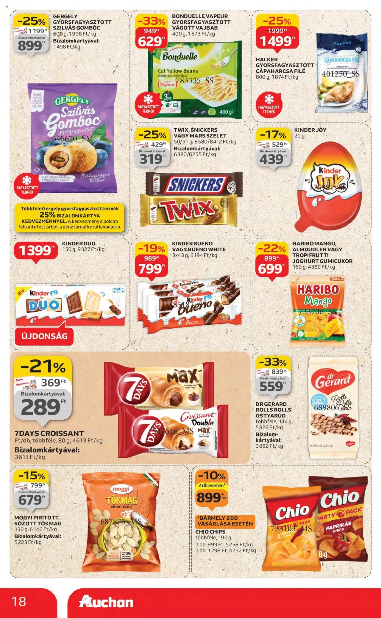 Auchan akciós ujság - amely érvényes a következő dátumtól: 21.08.2025 | Oldal: 18 | Termékek: Croissant, Joghurt, Cápaharcsa filé, Mangó