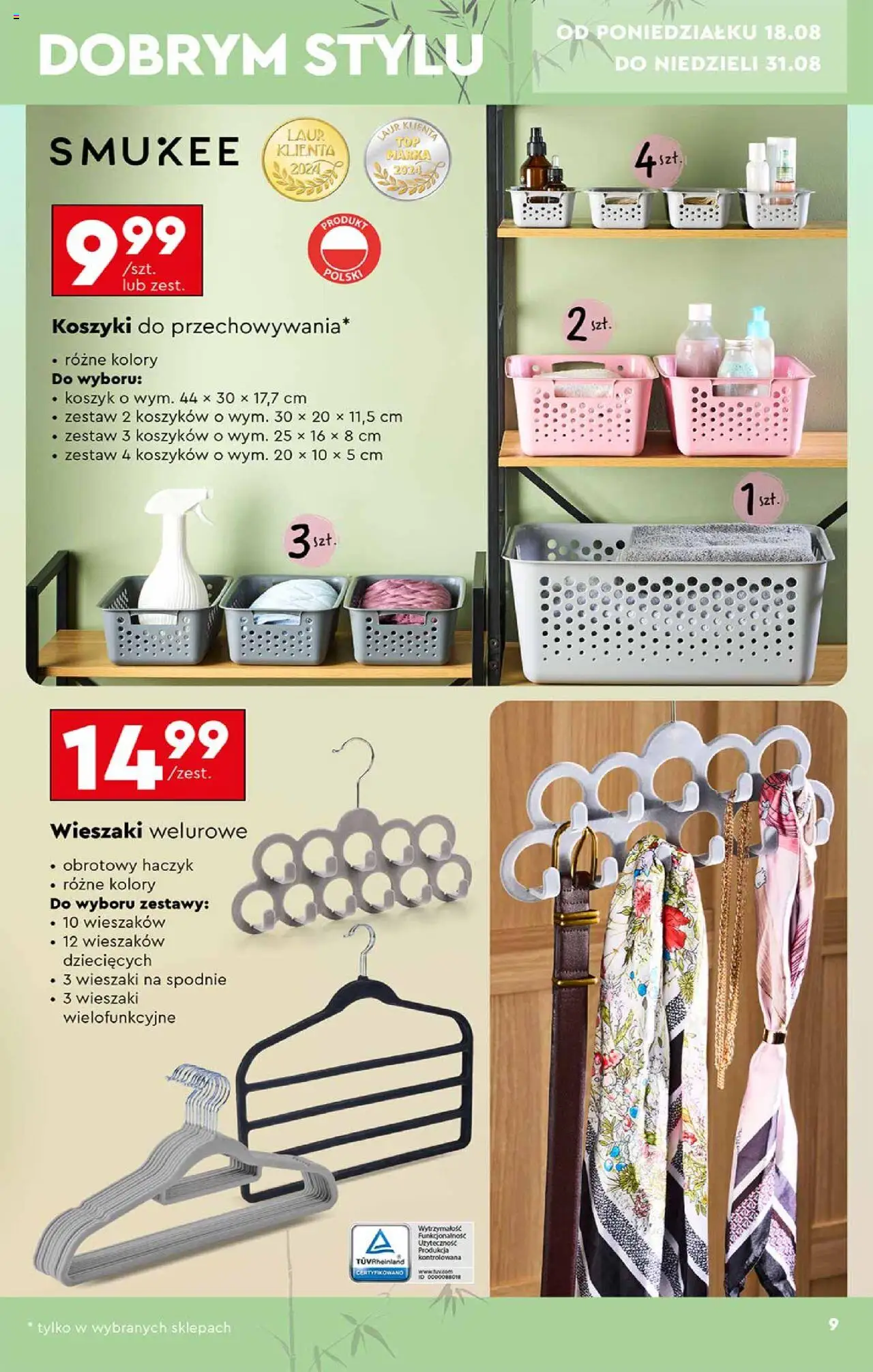Biedronka gazetka - Hity i inspiracje od 18.08.2025 | Strona: 9 | Produkty: Spodnie, Wieszaki