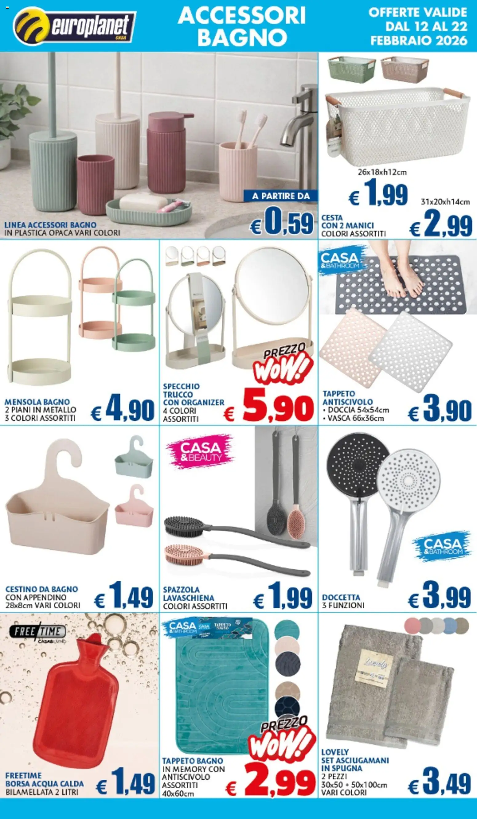 Volantino Europlanet Casa del 12.02.2026 | Pagina: 12 | Prodotti: Spugna, Mensola, Doccia, Appendino