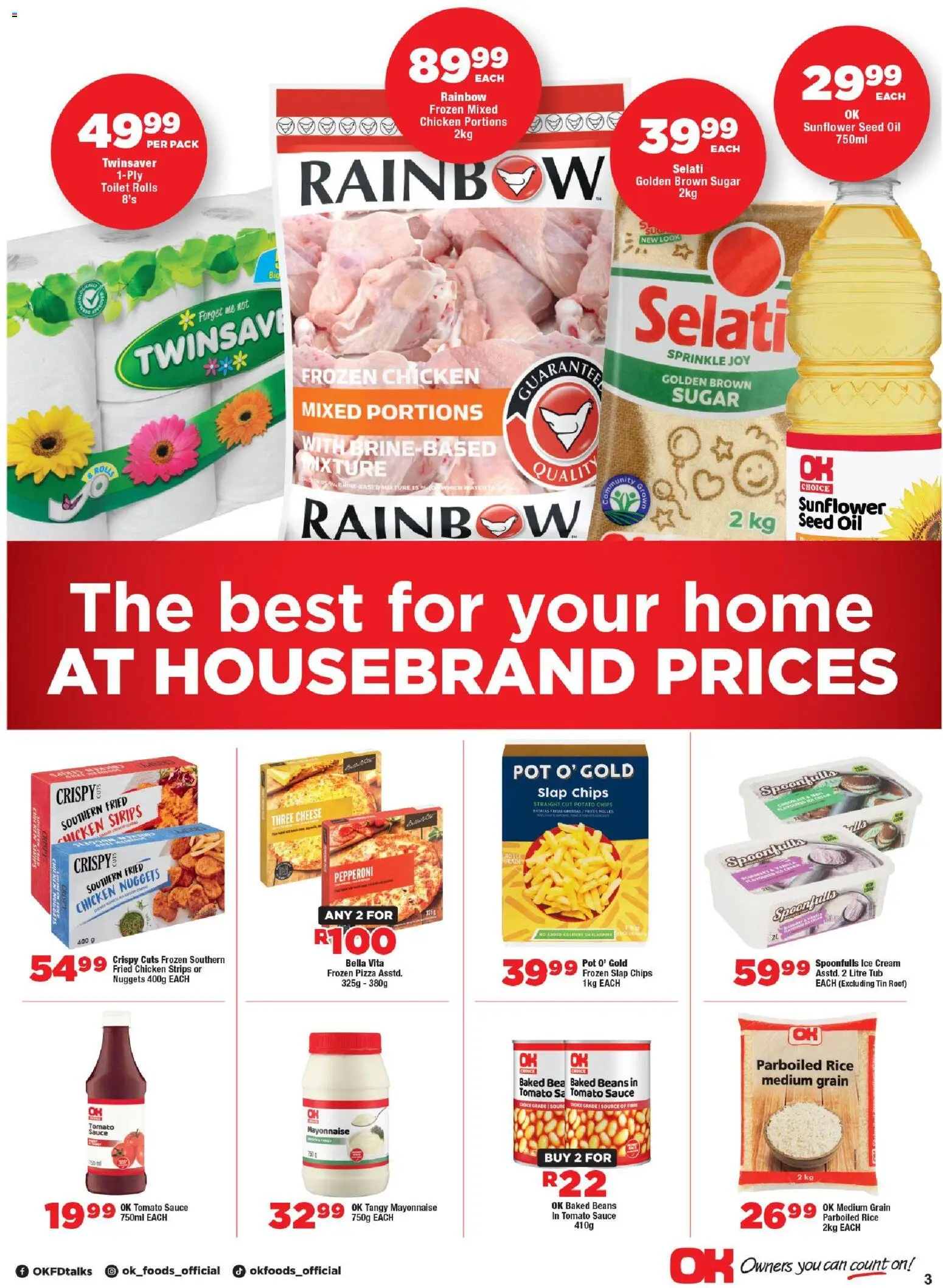 New OK Foods catalogue – valid from 11.02.2026 | Page: 3 | Products: Pizza, Rice, Cream, Sauce