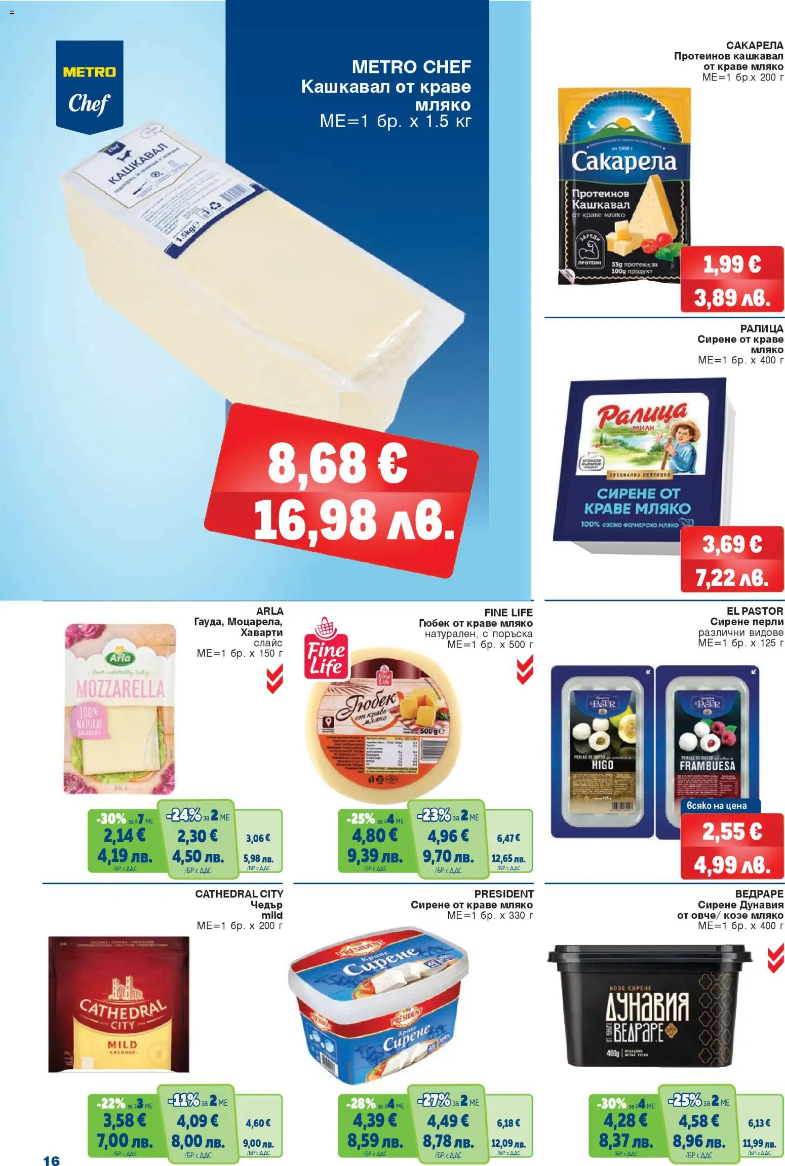 {H1} | Страница: 16 | Продукти: Краве, Мляко, Чедър, Кашкавал