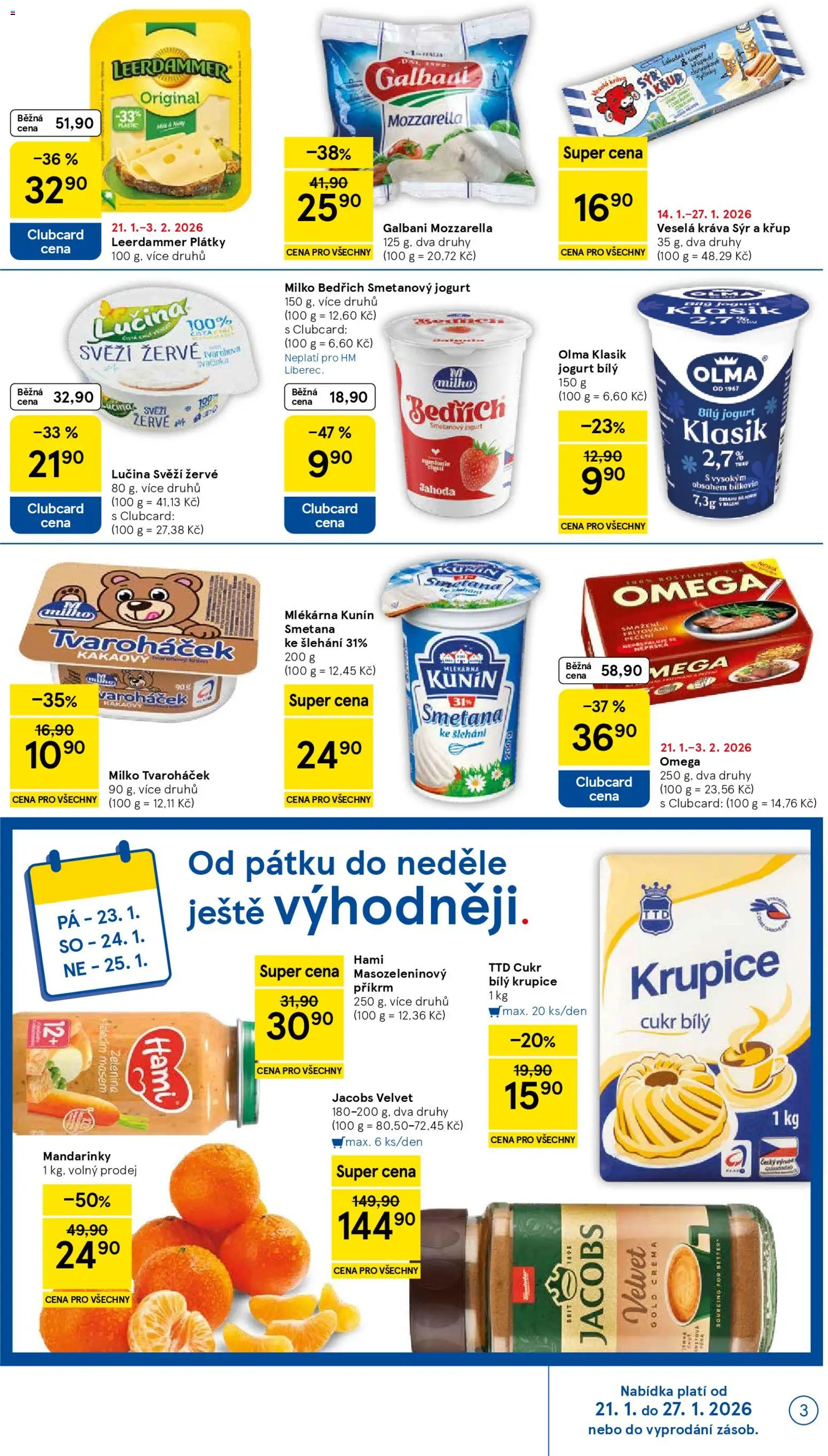 Tesco leták - Hypermarket od 21.01.2026 | Strana: 3 | Produkty: Lučina, Smetana, Cukr, Tvaroháček