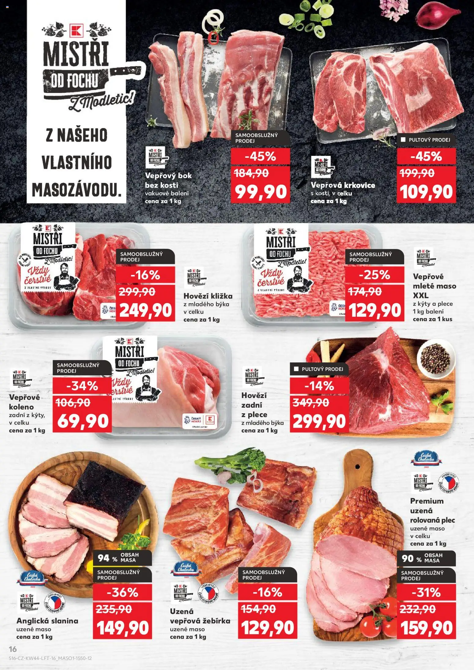 Kaufland leták - Praha 8 od 29.10.2025 | Strana: 16 | Produkty: Hovězí zadní, Hovězí kližka, Mleté maso, Vepřová krkovice