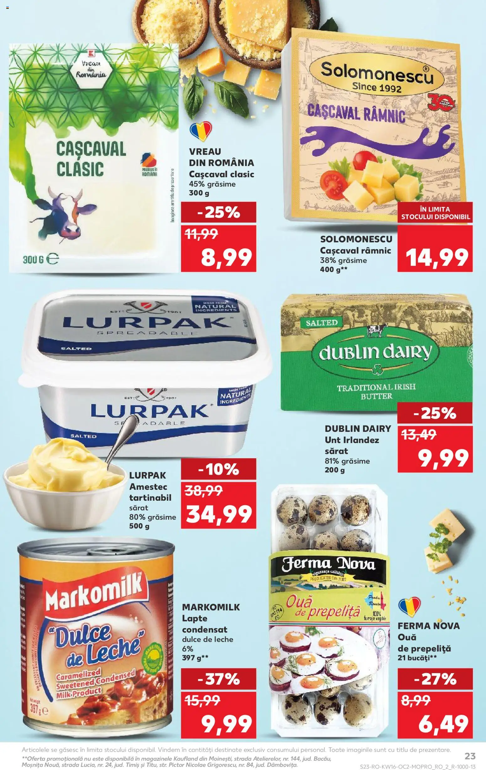 Noul catalog Kaufland – valabil de la 15.04.2026 | Pagină: 23 | Produse: Cașcaval, Lapte, Unt, Ouă