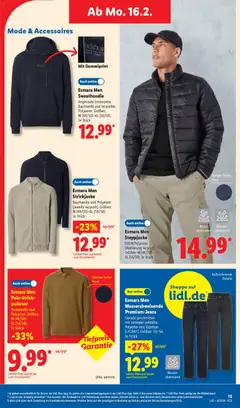 Lidl - Prospekt ab 16.02.2026 gültig | Seite: 13 | Produkte: Steppjacke, Wasser, Pullover, Strickjacke
