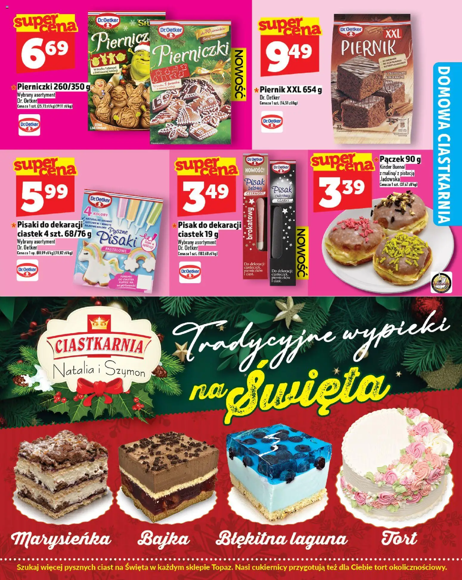 Topaz Gazetka MAZ od 27.11.2025 | Strona: 25 | Produkty: Piernik, Tort, Kinder Bueno