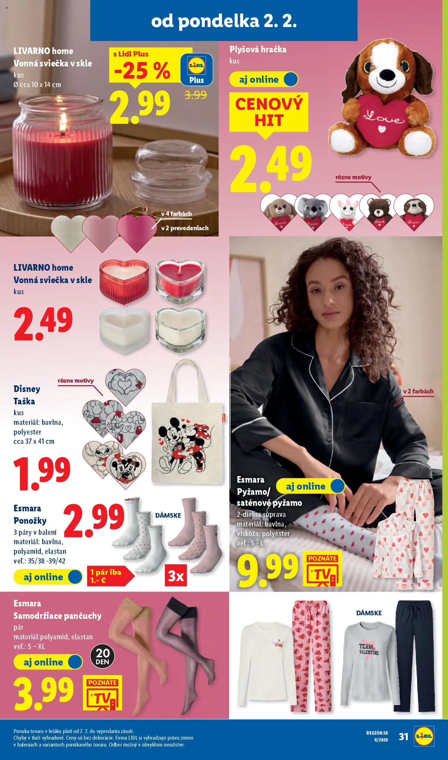 Nové Lidl akcie – leták je platný od 02.02.2026 | Strana: 39 | Produkty: Ponožky, Pyžamo, Taška