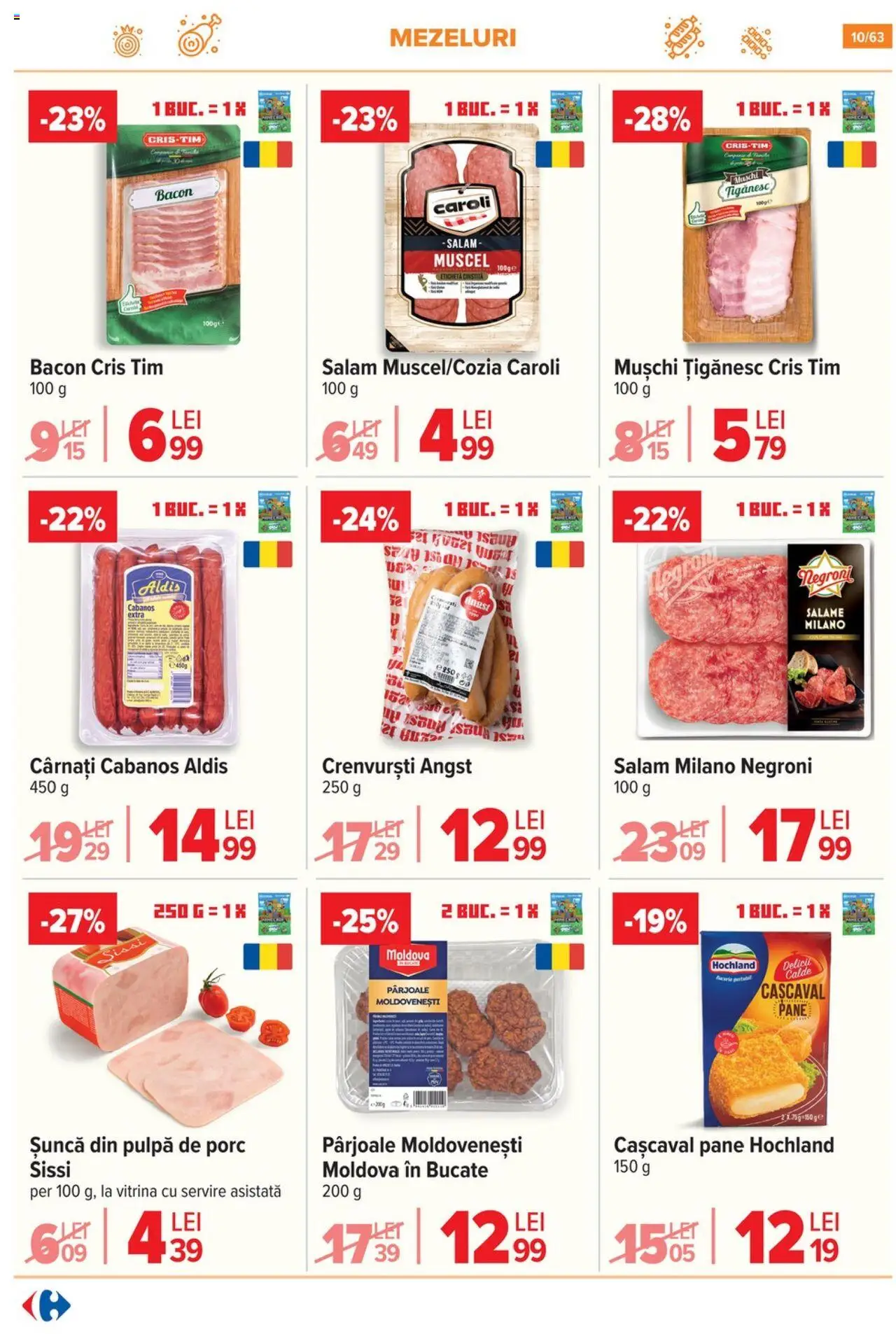 Noul catalog Carrefour – valabil de la 17.09.2025 | Pagină: 10 | Produse: Cașcaval, Salam, Șuncă, Cârnați