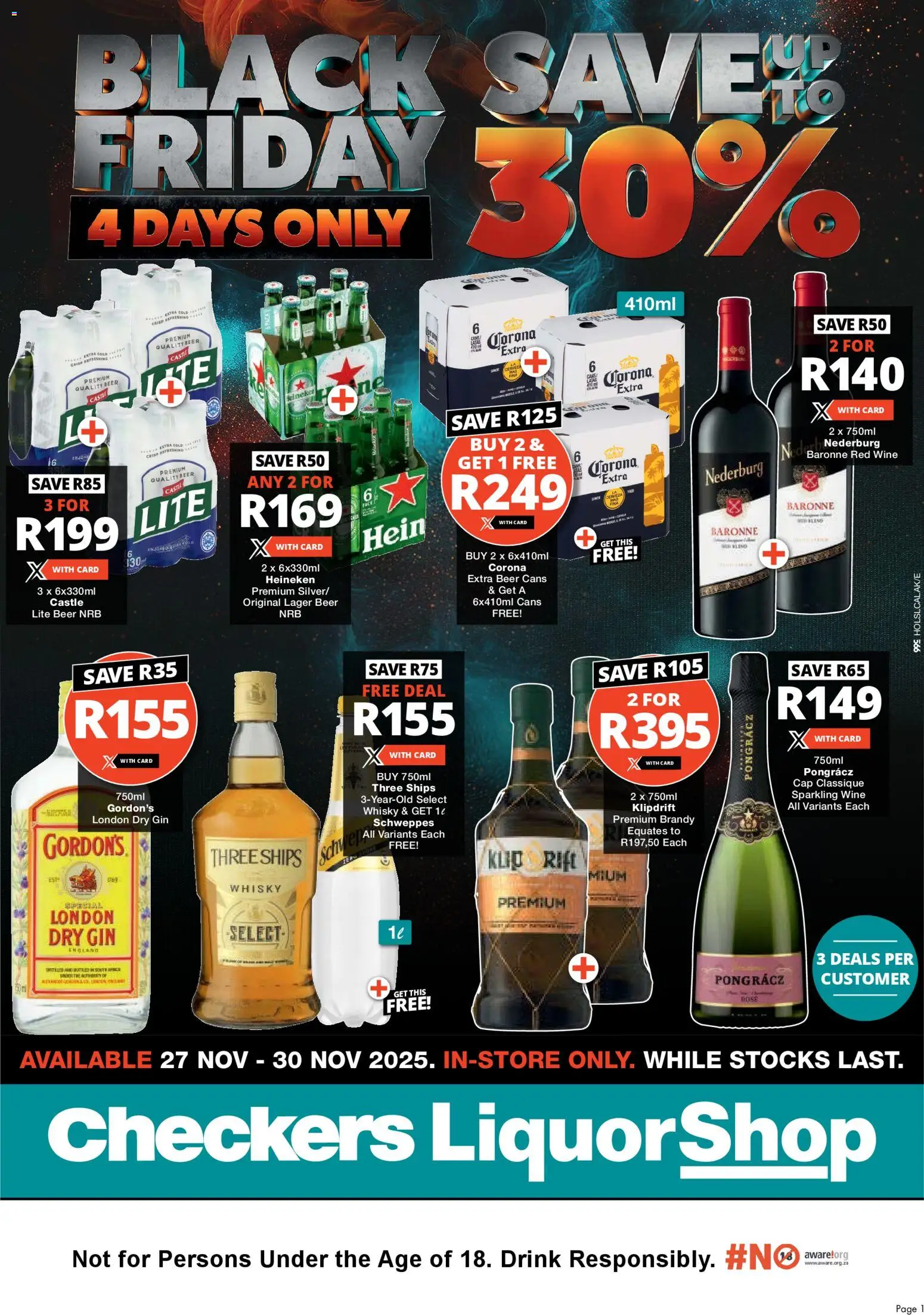 New Checkers catalogue – valid from 27.11.2025 | Page: 1 | Products: Cap, Wine, Beer, Gin