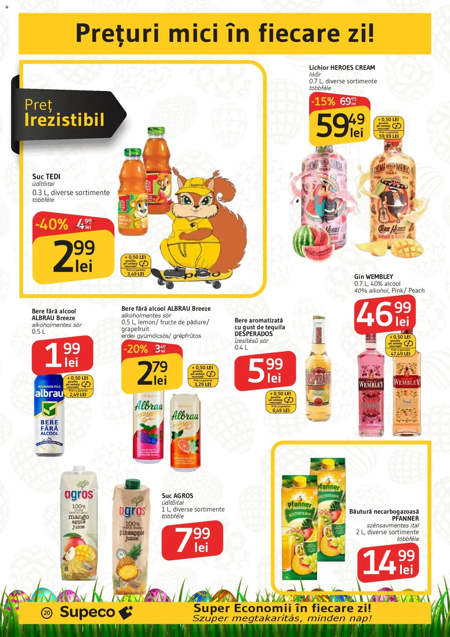 Noul catalog Supeco – valabil de la 02.04.2026 | Pagină: 20 | Produse: Mici, Lichior, Gin, Fructe