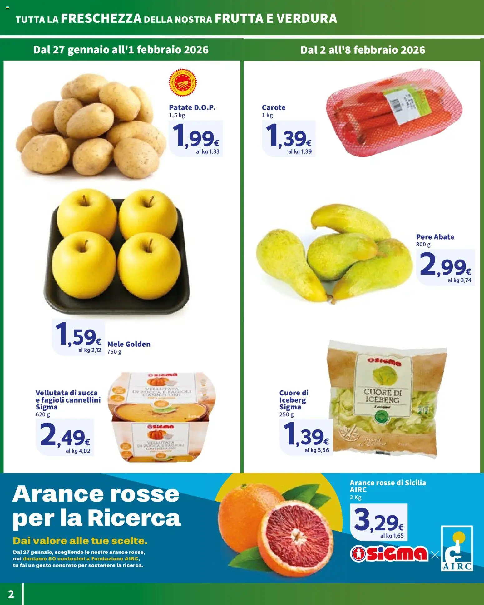 Volantino SIGMA del 27.01.2026 | Pagina: 2 | Prodotti: Mele, Arance, Carote, Zucca