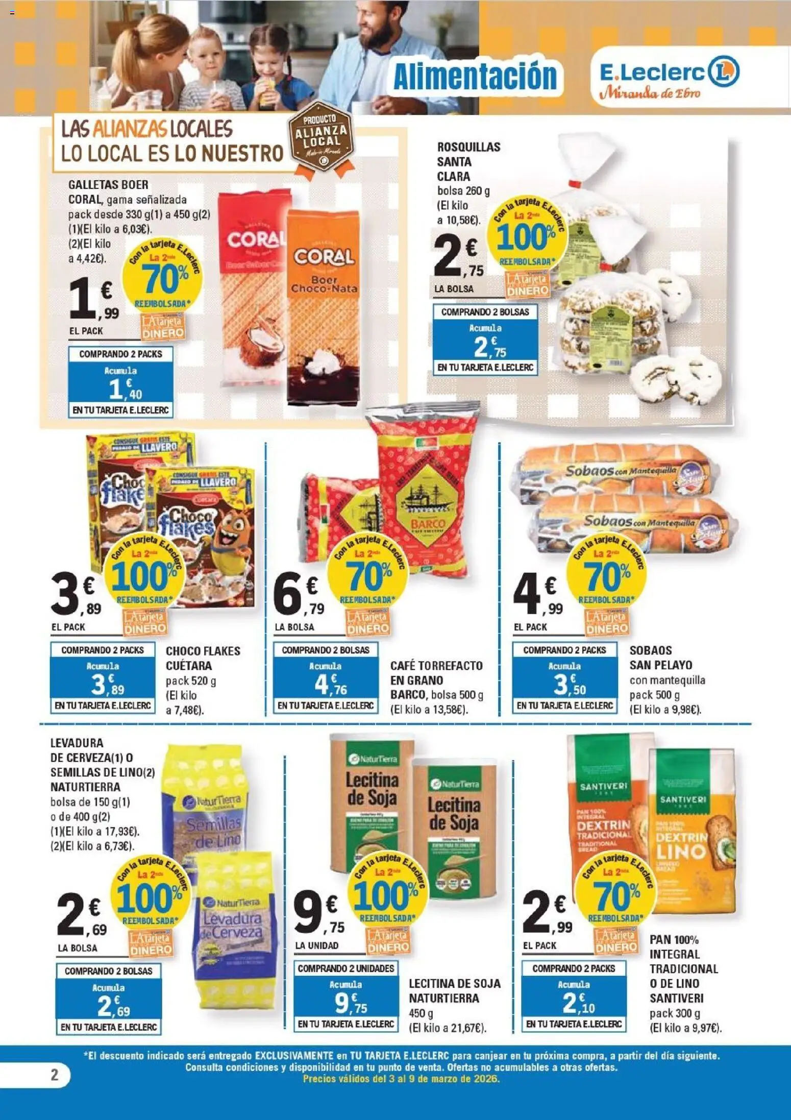 E.Leclerc - Miranda de Ebro │ válido desde el 03.03.2026 | Página: 2 | Productos: Pan, Café, Galletas, Συσκευή ροής