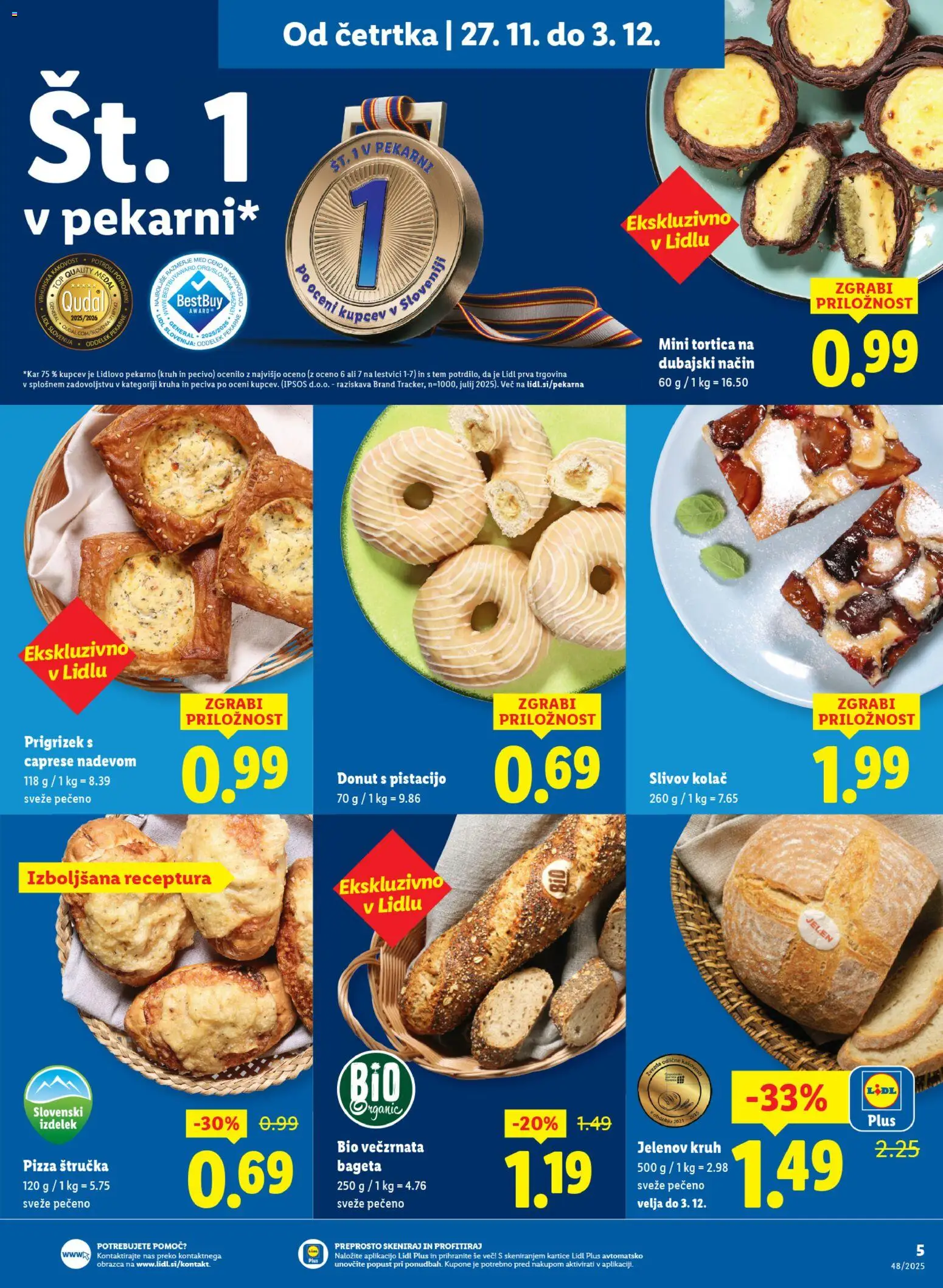 Novi Lidl katalog ponudbe – veljaven od 27.11.2025 | Stran: 7 | Izdelki: Kolač, Štručka, Kruh