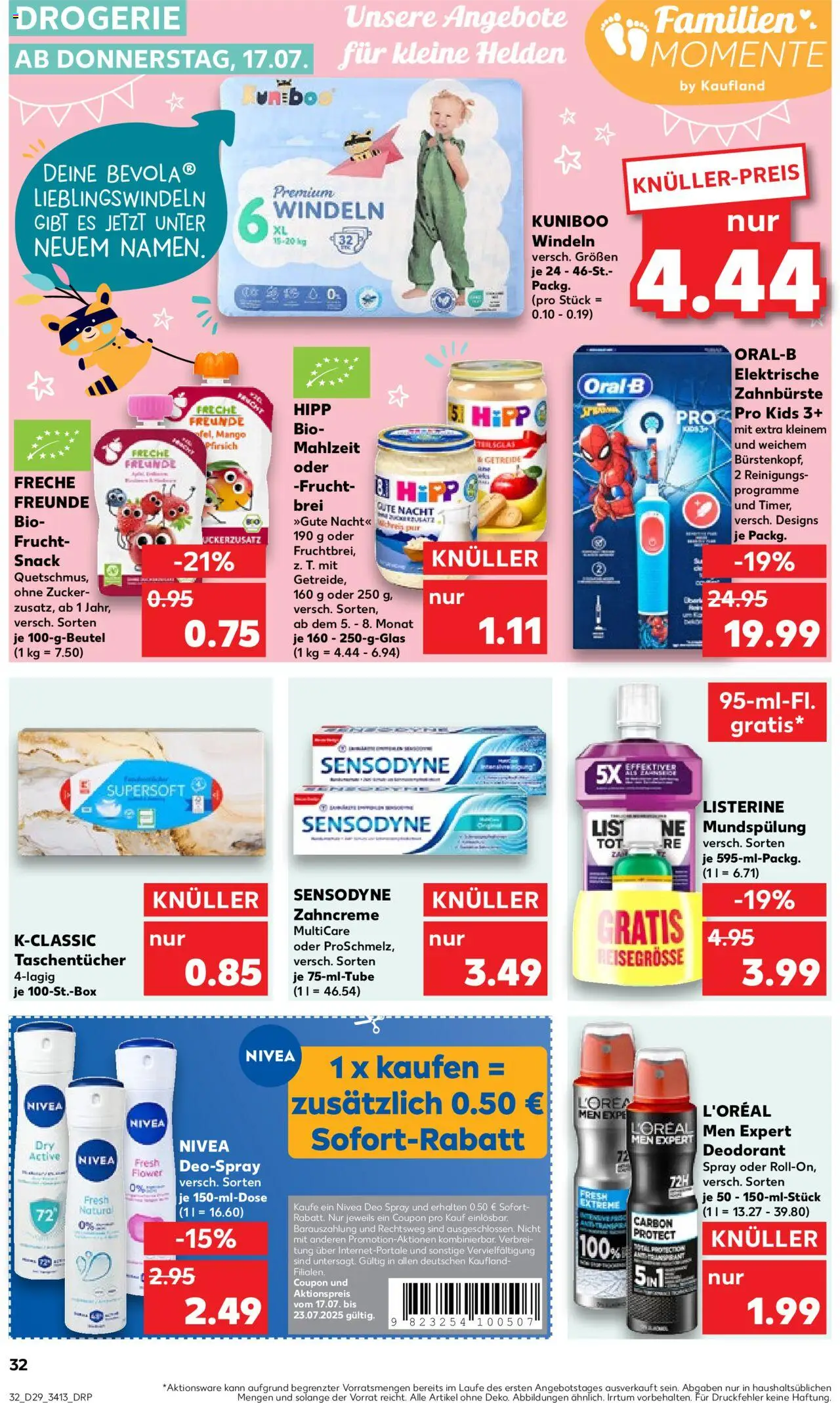 Kaufland prospekt Frankfurt (Oder)	 - gültig ab dem 17.07.2025 | Seite: 32 | Produkte: Deodorant, Pfirsich, Deospray, Listerine